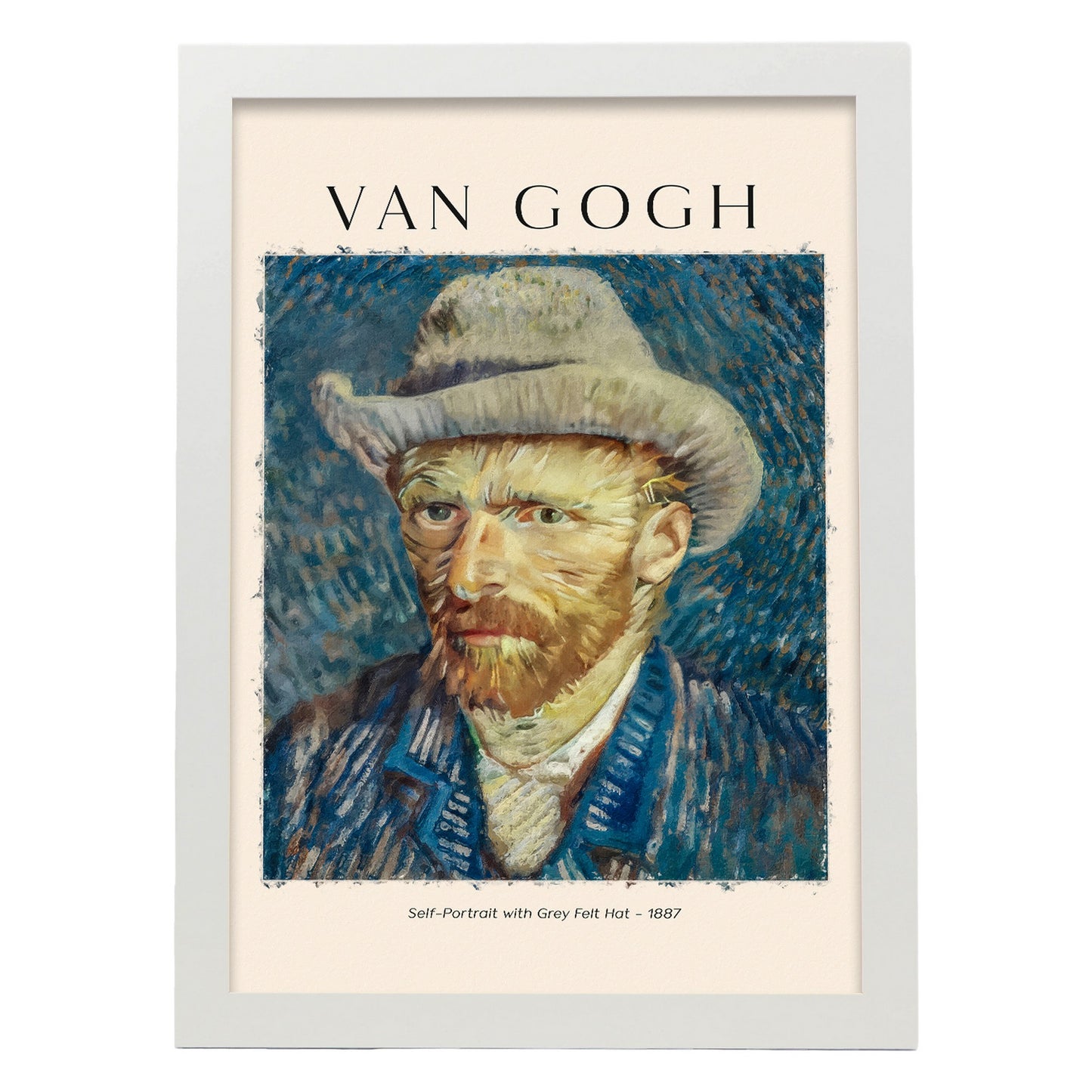 Lámina poster de Autorretrato con sombrero de fieltro gris Cuadros decorativos para tu salón, dormitorio, hogar. Estampados de arte de pared. Impresiones de pared estética inspiradas en Van Gogh A4