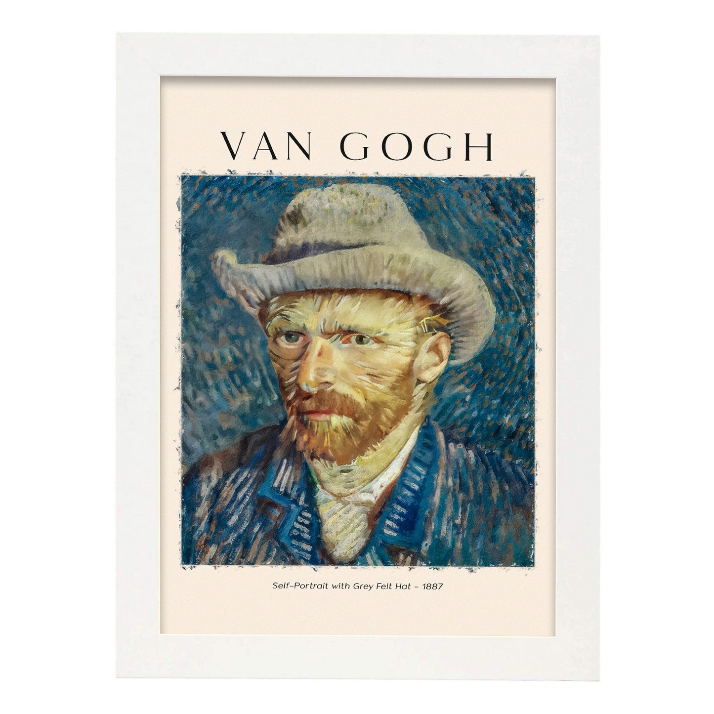 Lámina poster de Autorretrato con sombrero de fieltro gris Cuadros decorativos para tu salón, dormitorio, hogar. Estampados de arte de pared. Impresiones de pared estética inspiradas en Van Gogh A4