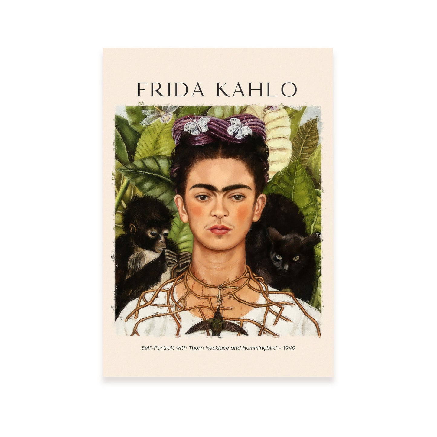 Lámina de Collar de Espina y Colibrí Inspirada en Frida Kahlo
