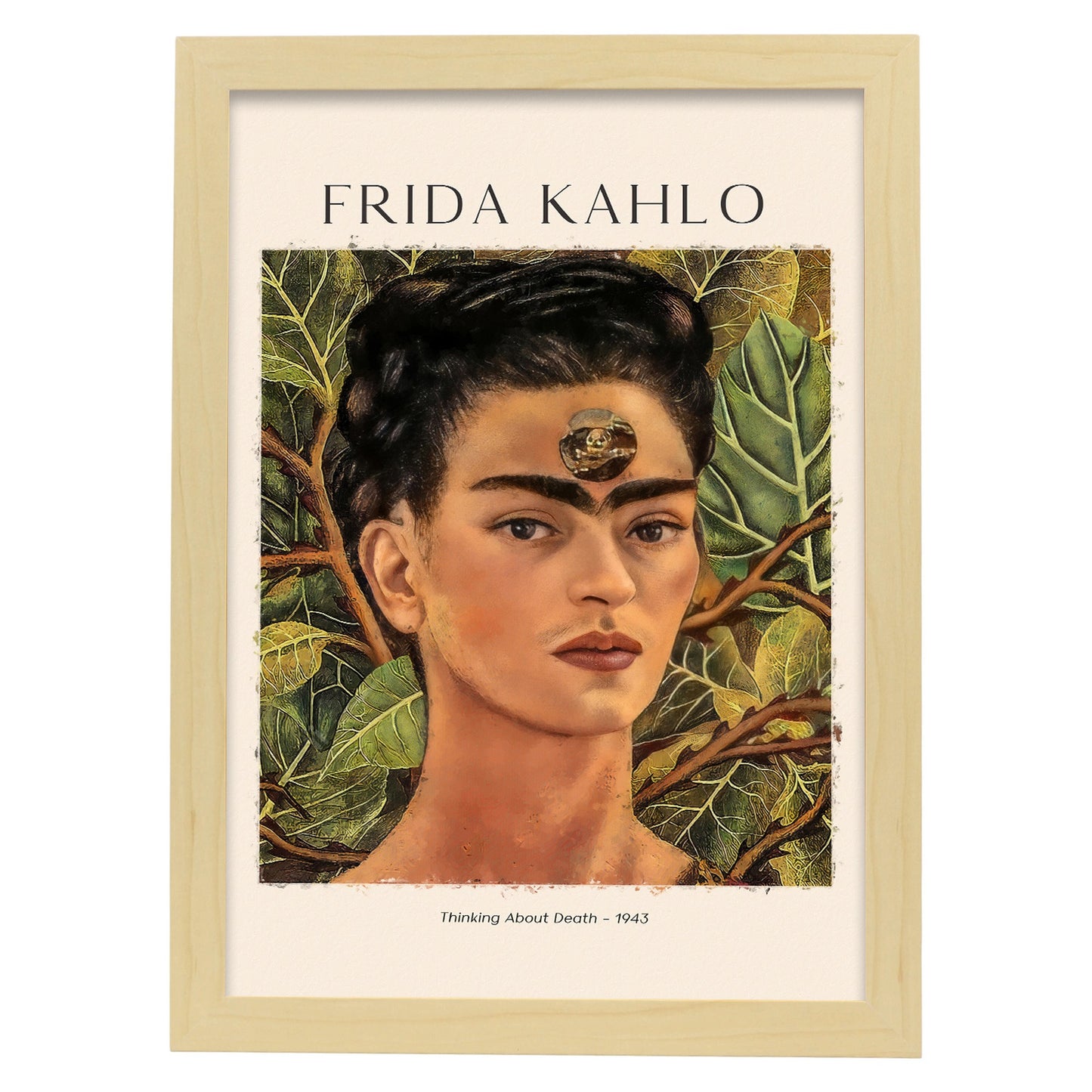 Lámina poster de Pensando en la muerte Cuadros decorativos para tu salón, dormitorio, hogar. Estampados de arte de pared. Impresiones de pared estética inspiradas en Frida Kahlo A4