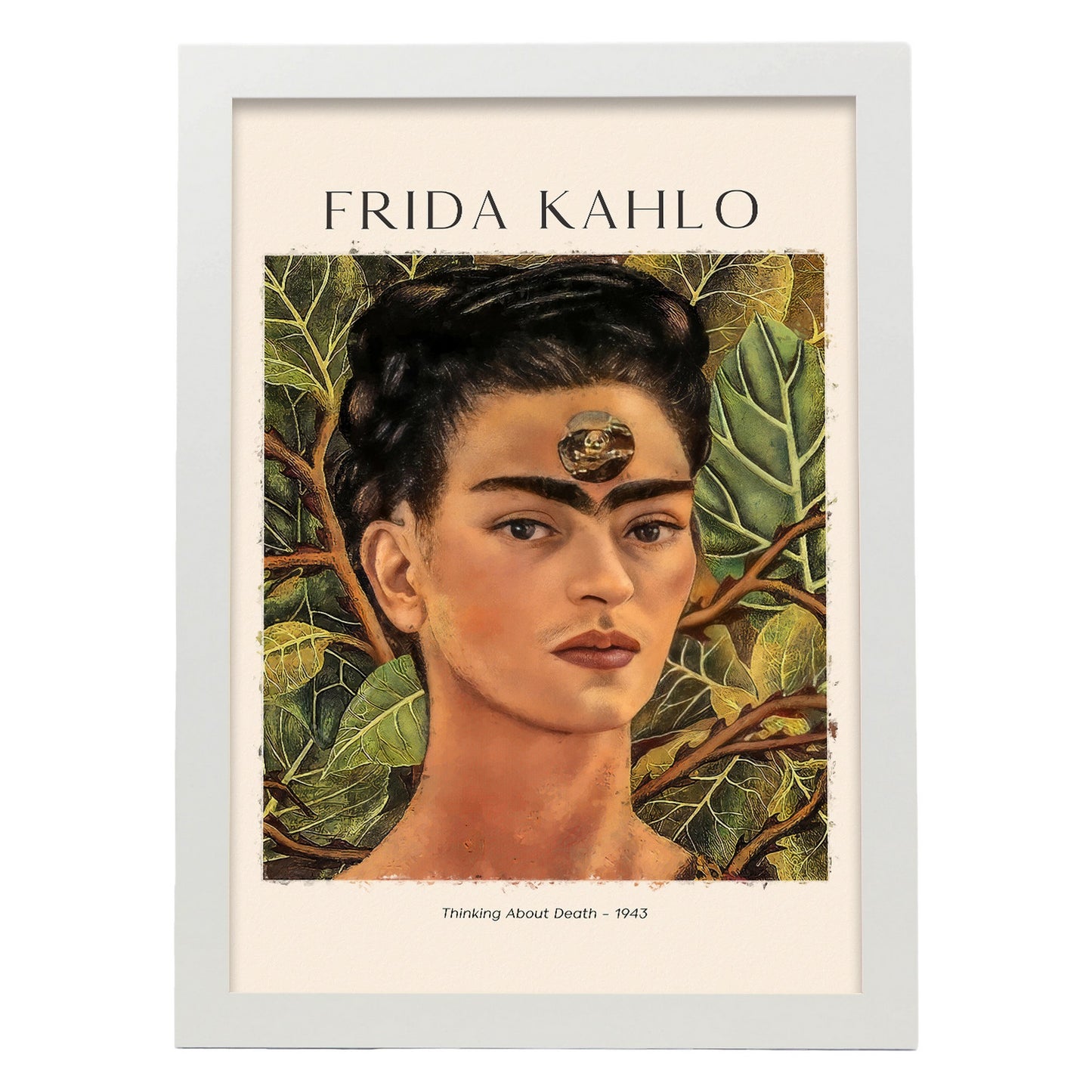 Lámina poster de Pensando en la muerte Cuadros decorativos para tu salón, dormitorio, hogar. Estampados de arte de pared. Impresiones de pared estética inspiradas en Frida Kahlo A4