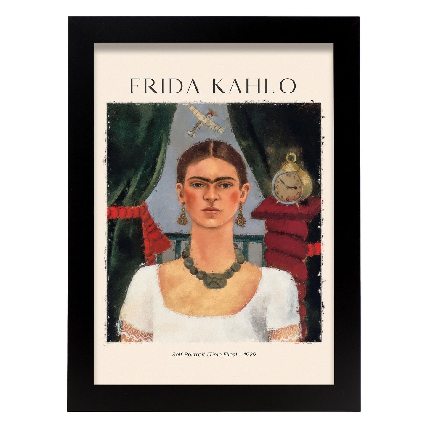 Lámina decorativa inspirada en Frida Kahlo "El tiempo vuela"