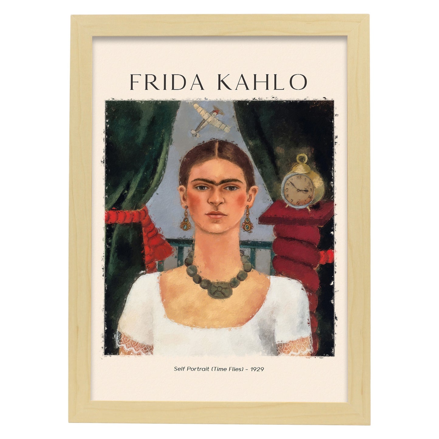 Lámina decorativa inspirada en Frida Kahlo "El tiempo vuela"