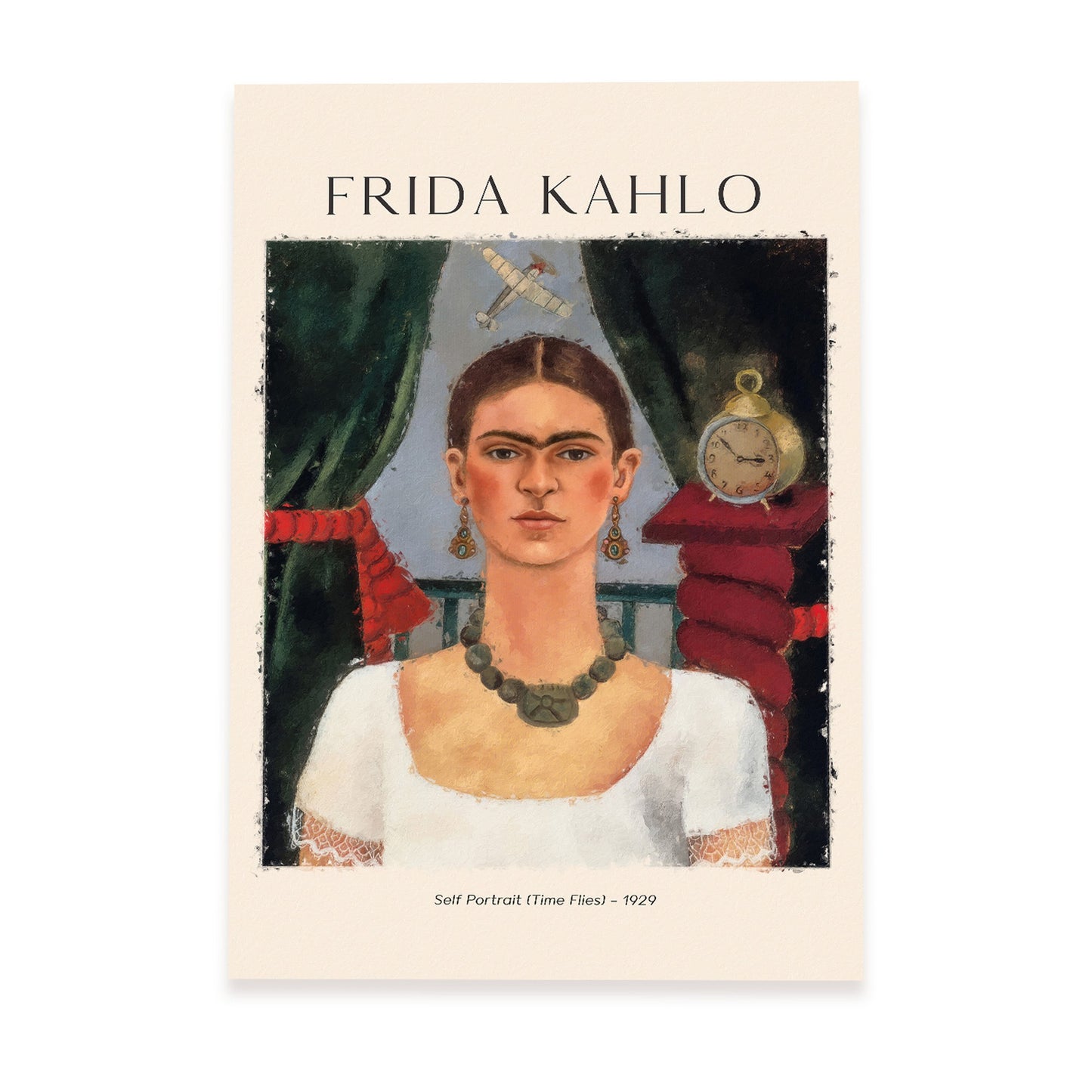Lámina decorativa inspirada en Frida Kahlo "El tiempo vuela"