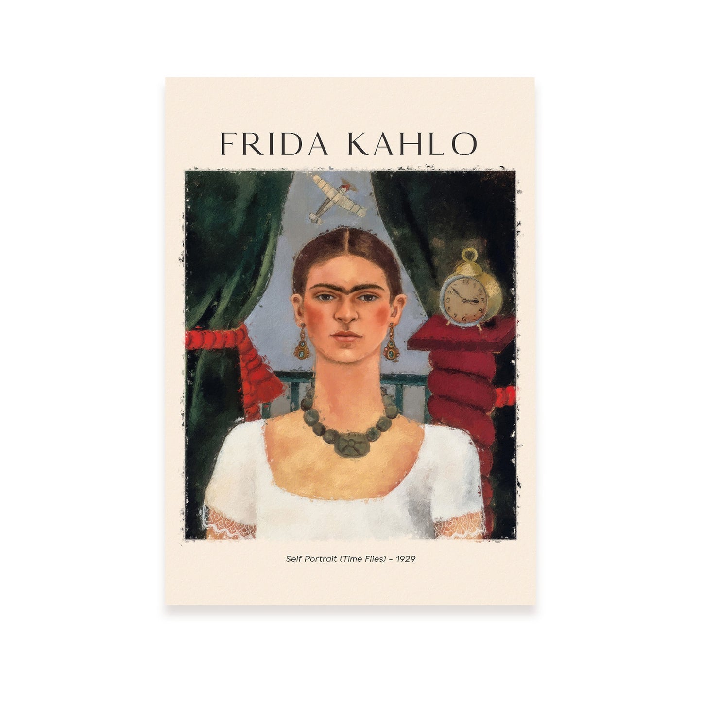 Lámina decorativa inspirada en Frida Kahlo "El tiempo vuela"