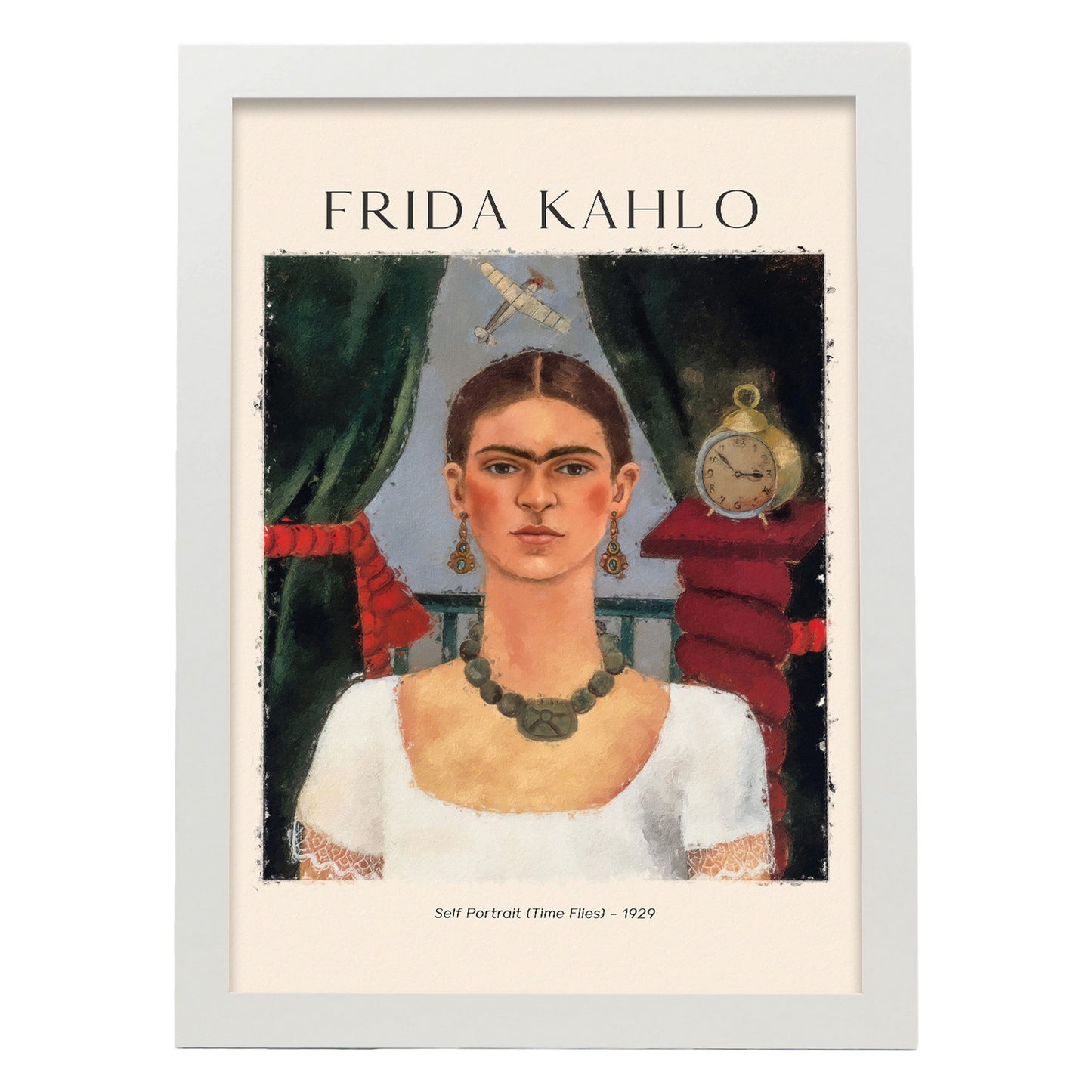 Lámina decorativa inspirada en Frida Kahlo "El tiempo vuela"