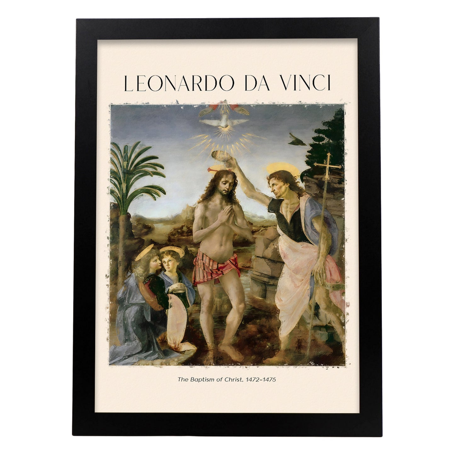 Lámina poster de Bautismo de Cristo Cuadros decorativos para tu salón, dormitorio, hogar. Estampados de arte de pared. Impresiones de pared estética inspiradas en Leonardo da Vinci A4