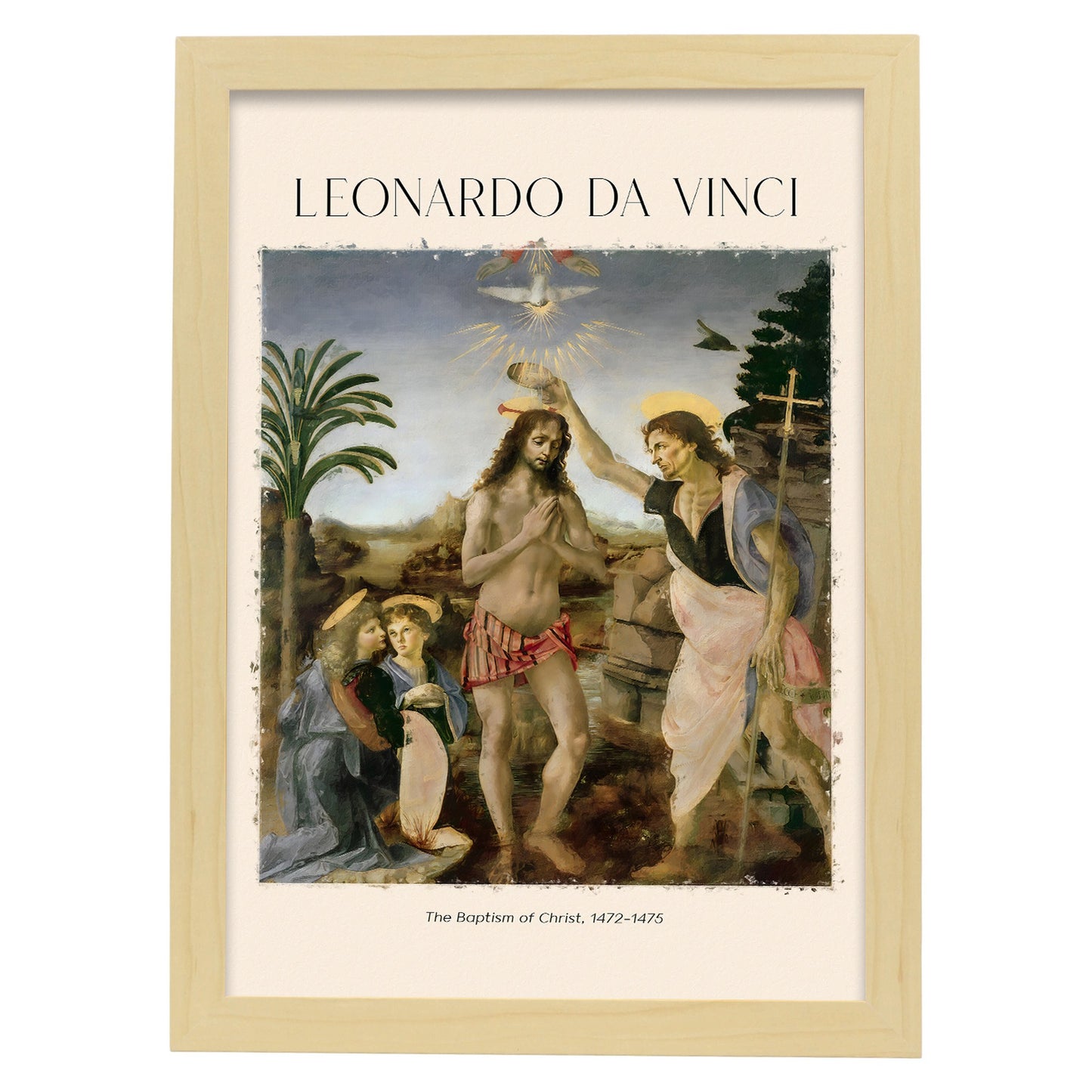 Lámina poster de Bautismo de Cristo Cuadros decorativos para tu salón, dormitorio, hogar. Estampados de arte de pared. Impresiones de pared estética inspiradas en Leonardo da Vinci A4