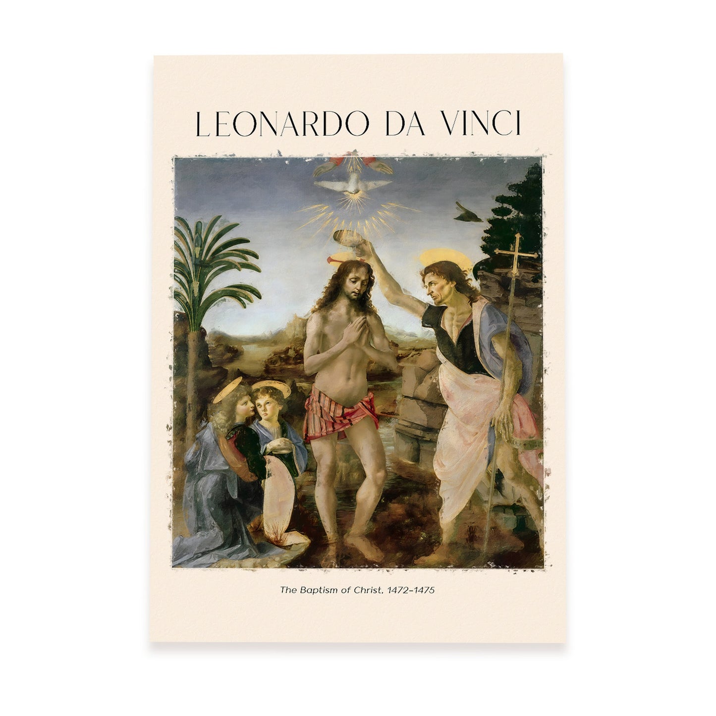 Lámina poster de Bautismo de Cristo Cuadros decorativos para tu salón, dormitorio, hogar. Estampados de arte de pared. Impresiones de pared estética inspiradas en Leonardo da Vinci A4