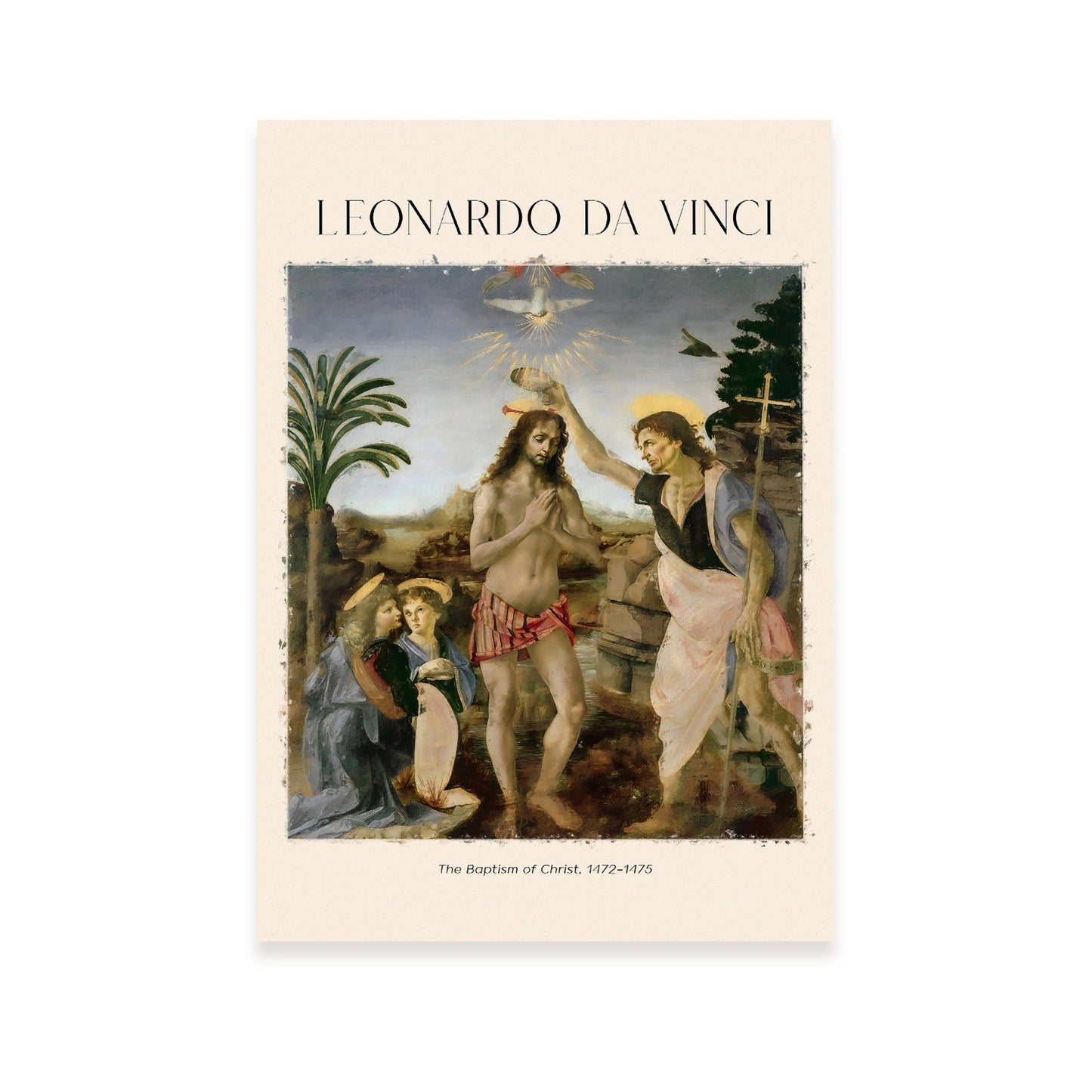Lámina poster de Bautismo de Cristo Cuadros decorativos para tu salón, dormitorio, hogar. Estampados de arte de pared. Impresiones de pared estética inspiradas en Leonardo da Vinci A4