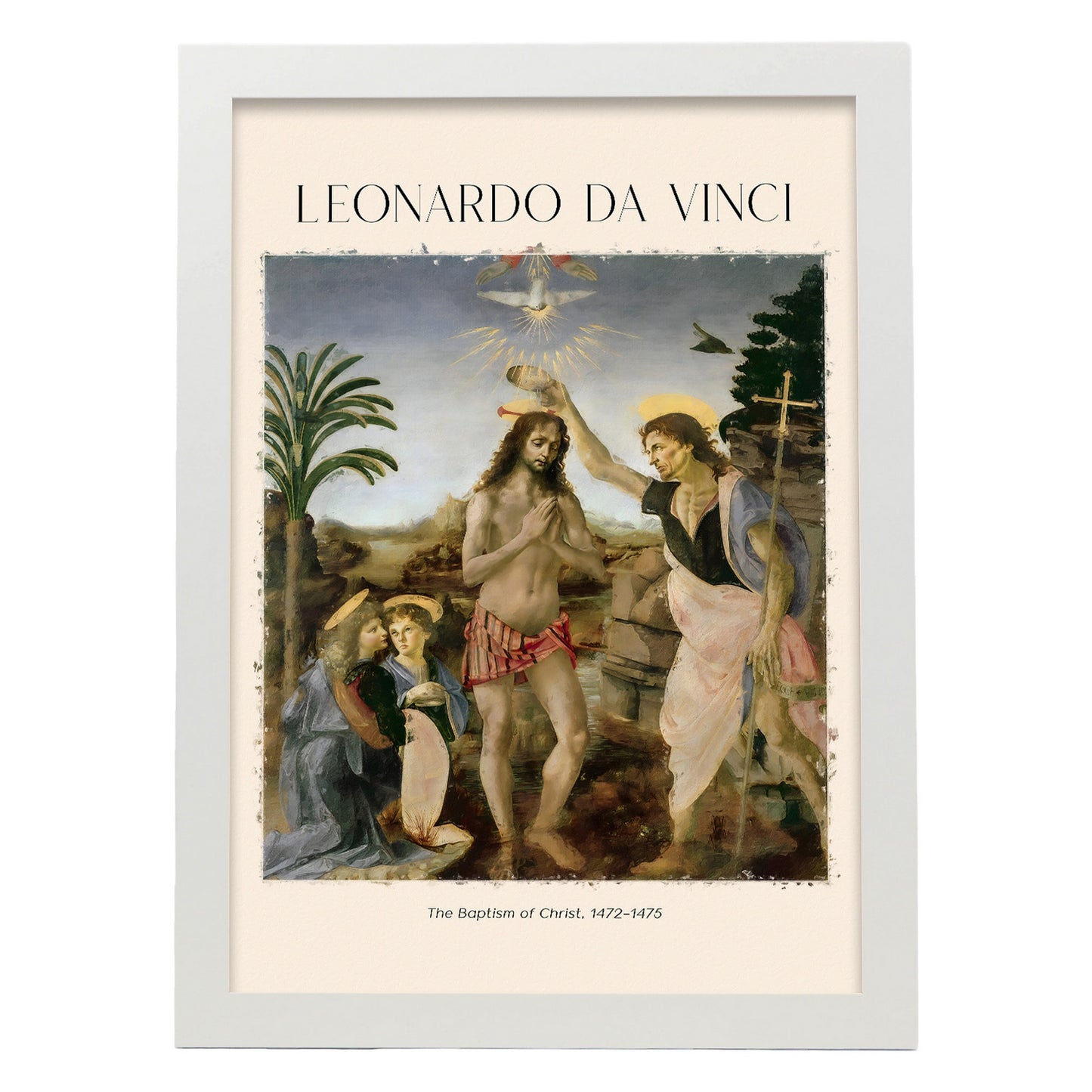 Lámina poster de Bautismo de Cristo Cuadros decorativos para tu salón, dormitorio, hogar. Estampados de arte de pared. Impresiones de pared estética inspiradas en Leonardo da Vinci A4