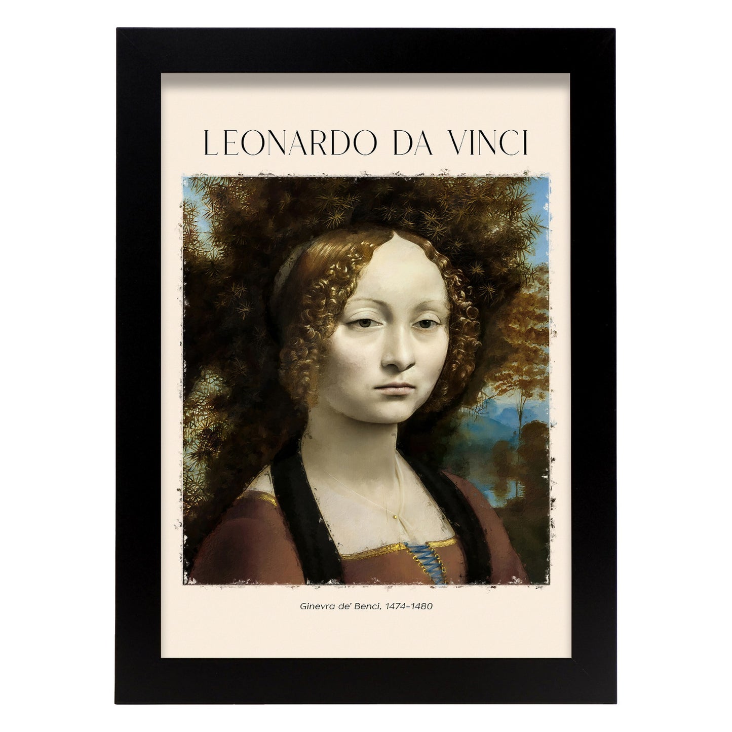 Lámina poster de Ginevra de Benci Cuadros decorativos para tu salón, dormitorio, hogar. Estampados de arte de pared. Impresiones de pared estética inspiradas en Leonardo da Vinci A4