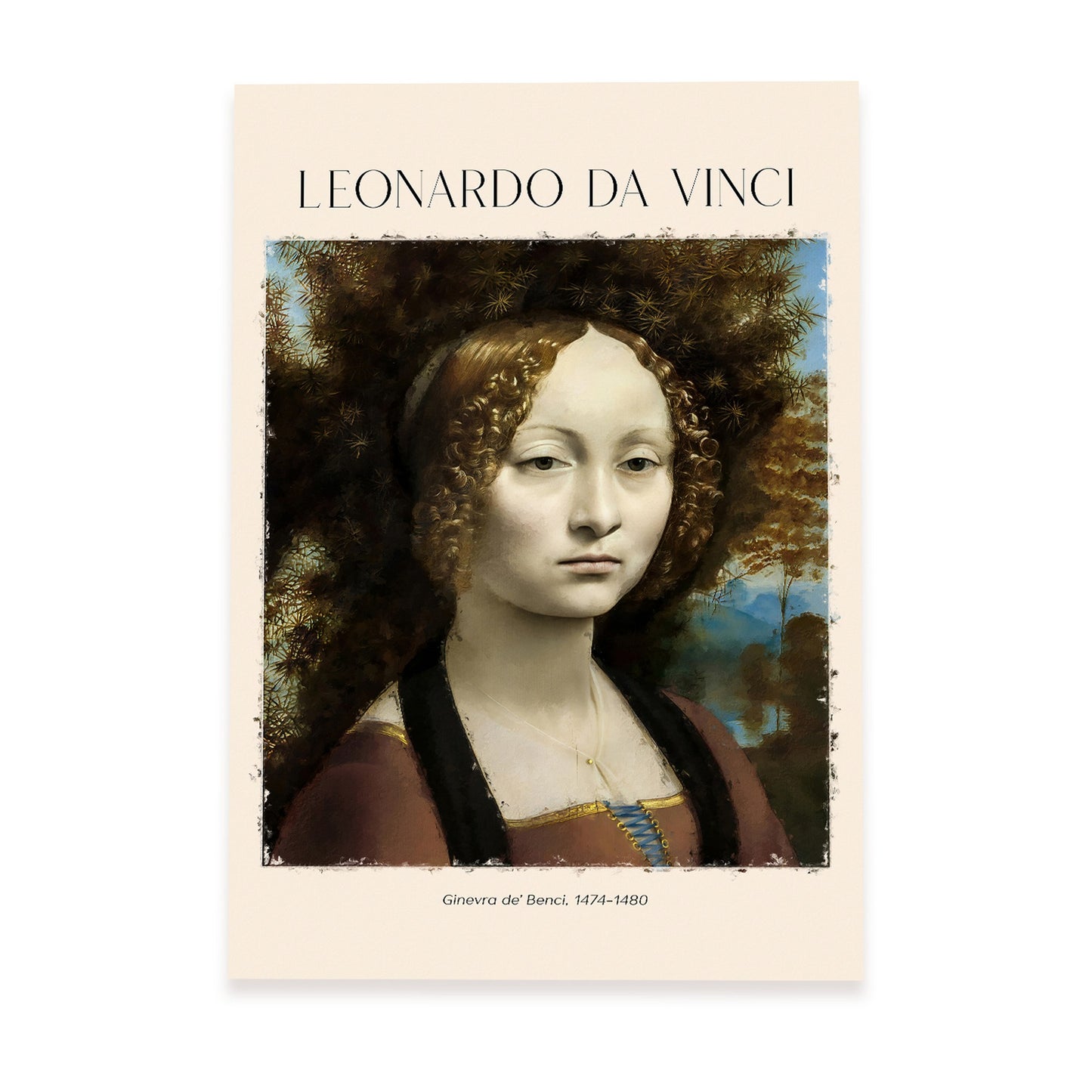Lámina poster de Ginevra de Benci Cuadros decorativos para tu salón, dormitorio, hogar. Estampados de arte de pared. Impresiones de pared estética inspiradas en Leonardo da Vinci A4