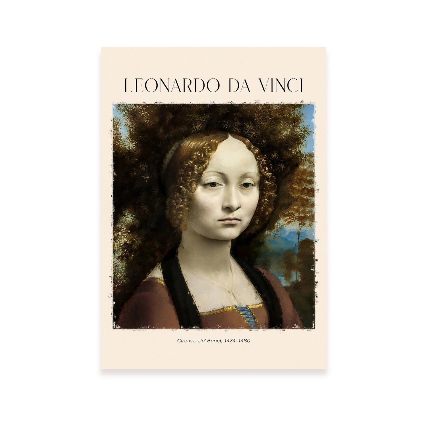 Lámina poster de Ginevra de Benci Cuadros decorativos para tu salón, dormitorio, hogar. Estampados de arte de pared. Impresiones de pared estética inspiradas en Leonardo da Vinci A4