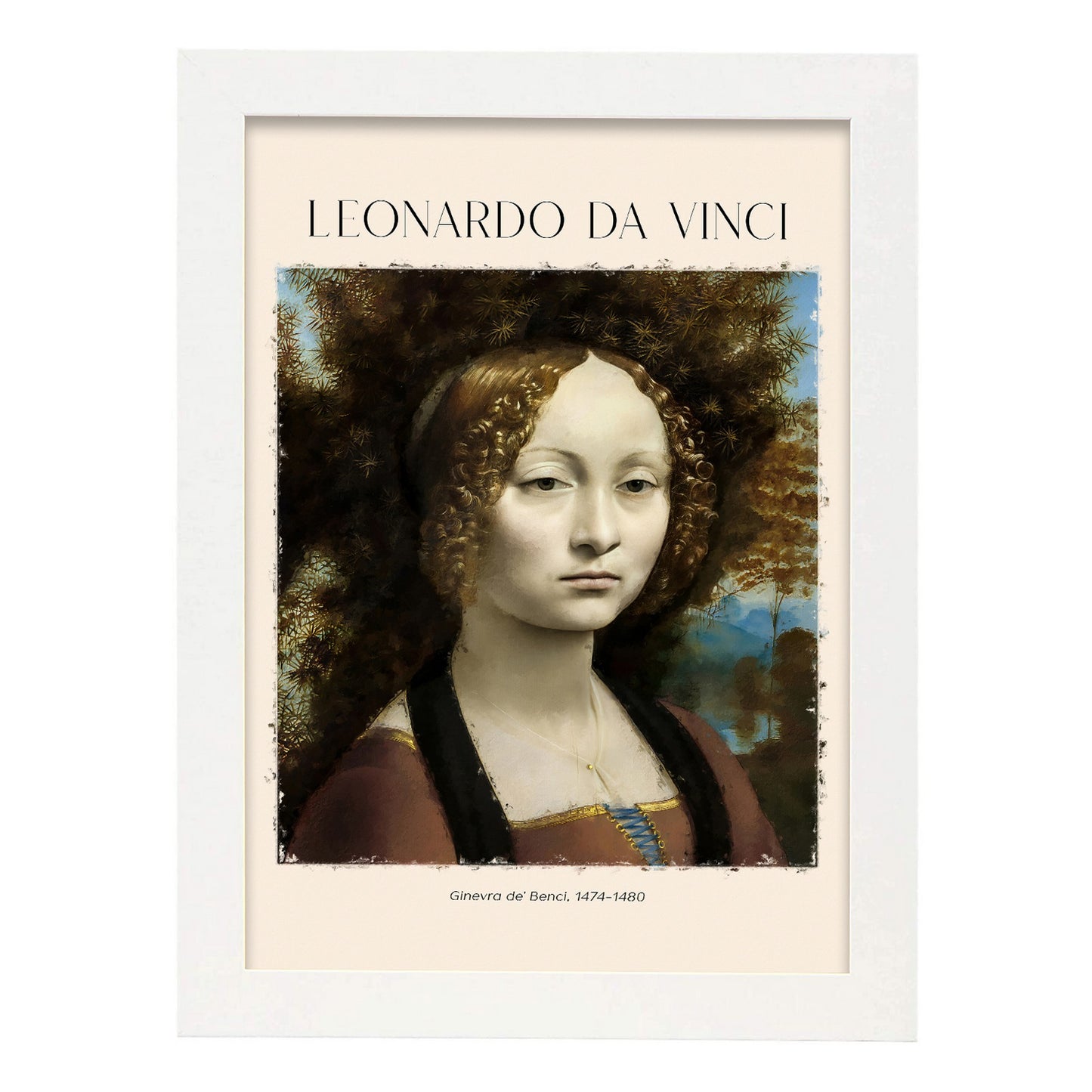 Lámina poster de Ginevra de Benci Cuadros decorativos para tu salón, dormitorio, hogar. Estampados de arte de pared. Impresiones de pared estética inspiradas en Leonardo da Vinci A4