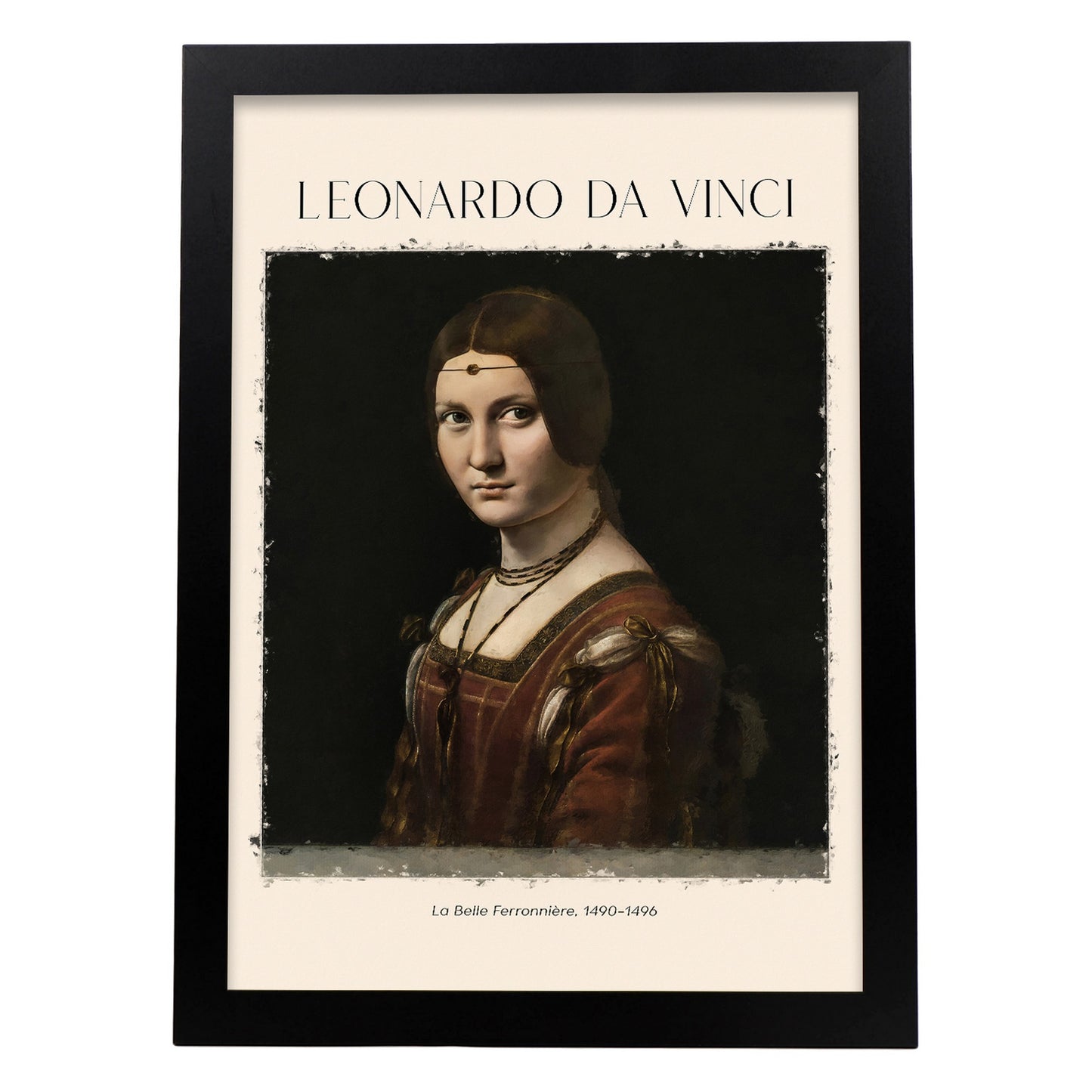 Lámina poster de La Belle Ferronniere Cuadros decorativos para tu salón, dormitorio, hogar. Estampados de arte de pared. Impresiones de pared estética inspiradas en Leonardo da Vinci A4