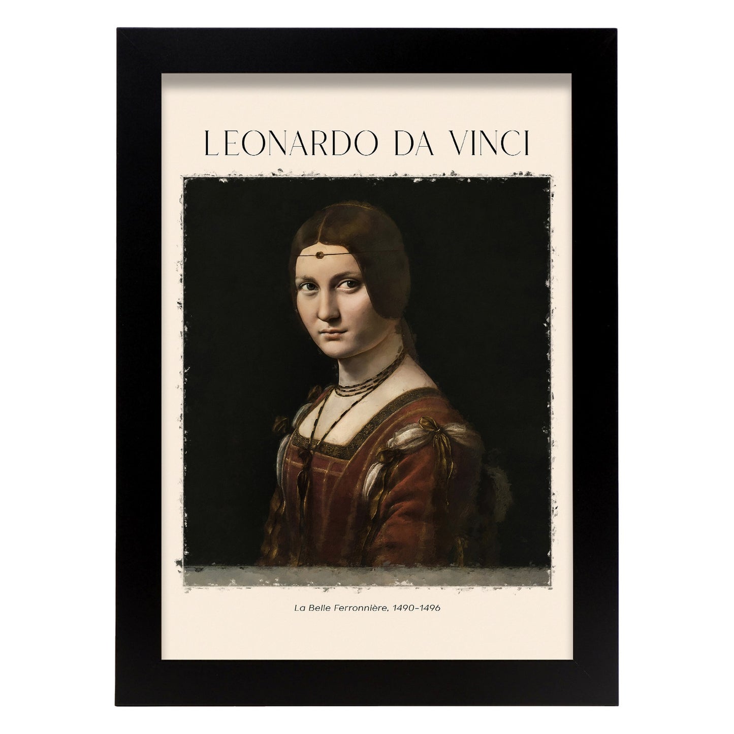 Lámina poster de La Belle Ferronniere Cuadros decorativos para tu salón, dormitorio, hogar. Estampados de arte de pared. Impresiones de pared estética inspiradas en Leonardo da Vinci A4