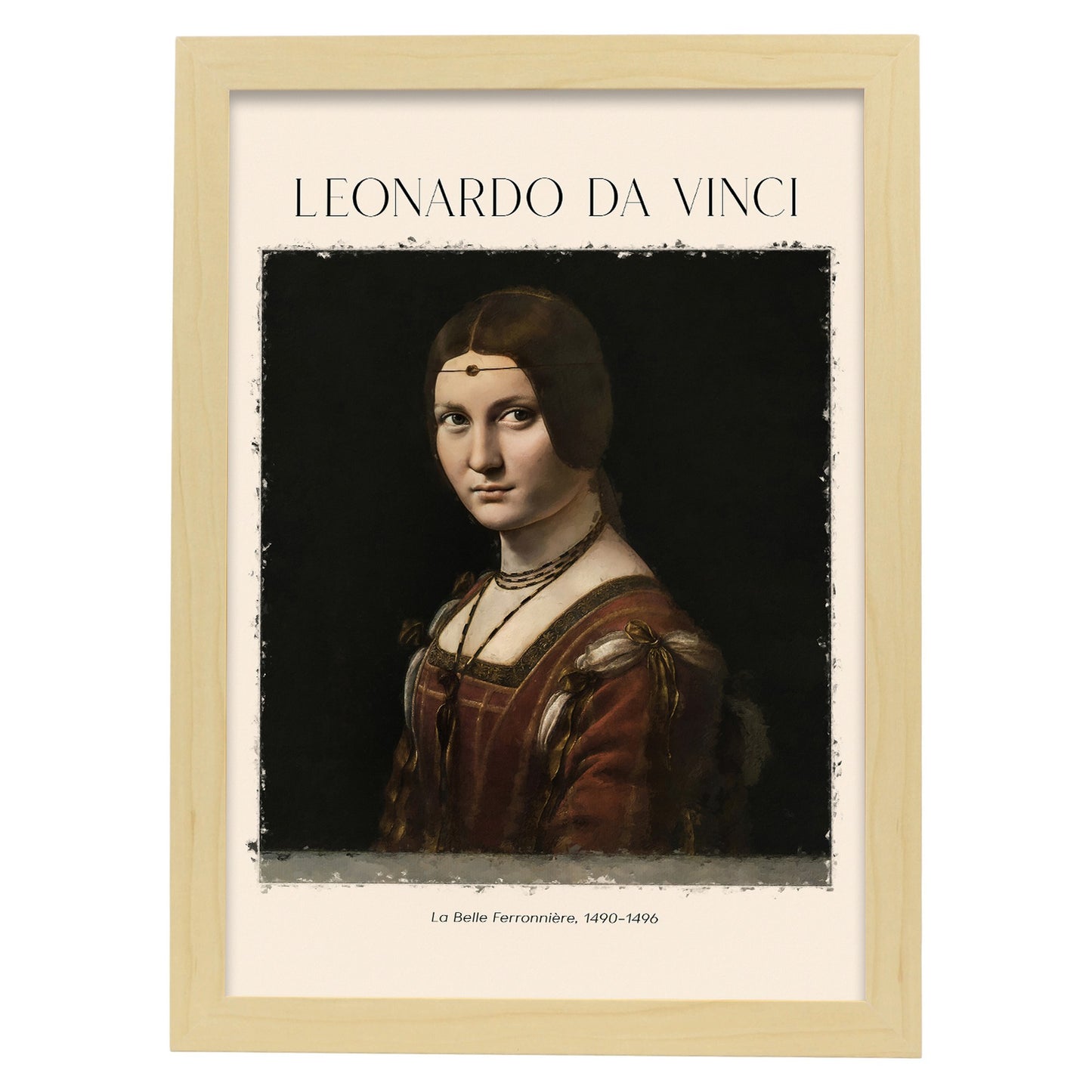 Lámina poster de La Belle Ferronniere Cuadros decorativos para tu salón, dormitorio, hogar. Estampados de arte de pared. Impresiones de pared estética inspiradas en Leonardo da Vinci A4