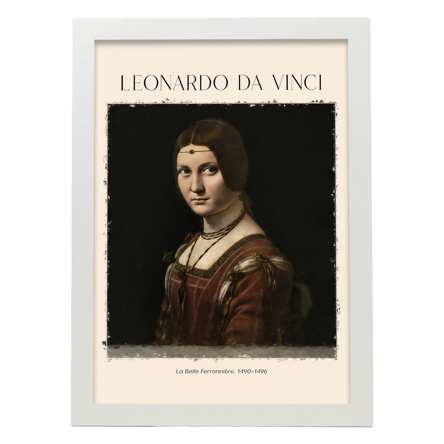 Lámina poster de La Belle Ferronniere Cuadros decorativos para tu salón, dormitorio, hogar. Estampados de arte de pared. Impresiones de pared estética inspiradas en Leonardo da Vinci A4