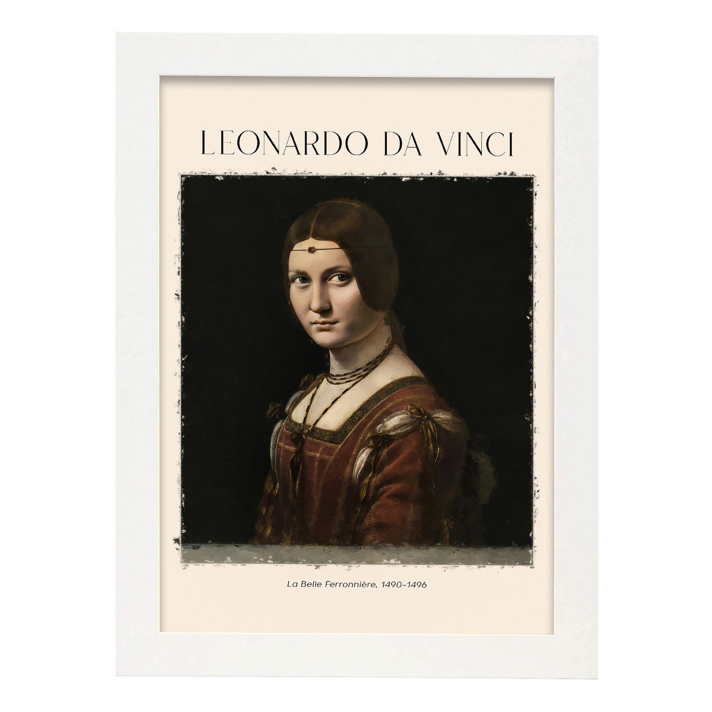 Lámina poster de La Belle Ferronniere Cuadros decorativos para tu salón, dormitorio, hogar. Estampados de arte de pared. Impresiones de pared estética inspiradas en Leonardo da Vinci A4