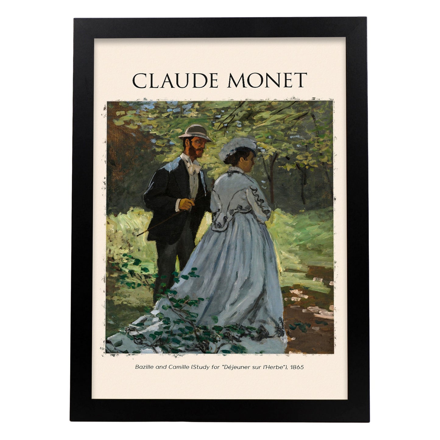 Lámina de arte estético de Bazille y Camille inspirada en Claude Monet