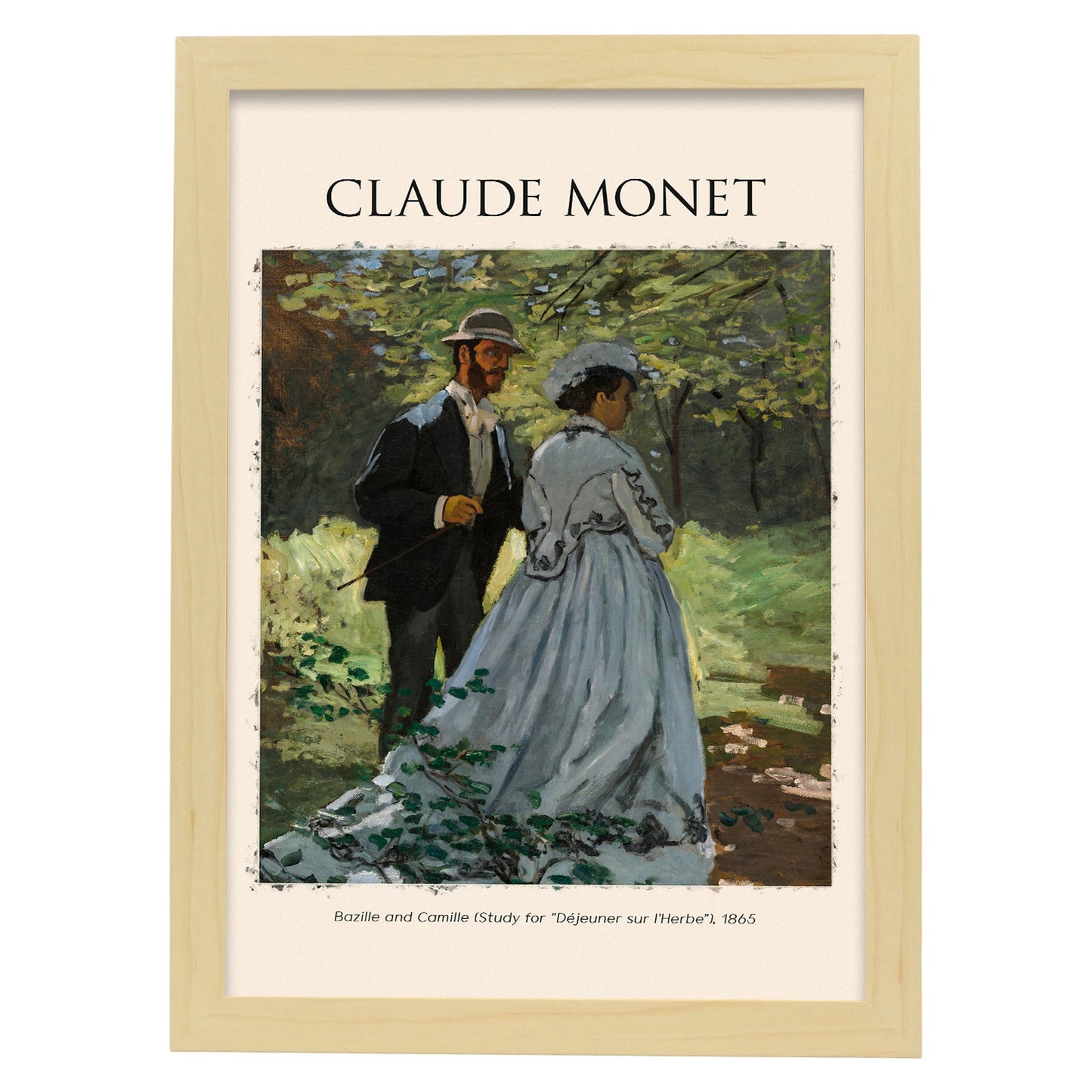 Lámina de arte estético de Bazille y Camille inspirada en Claude Monet