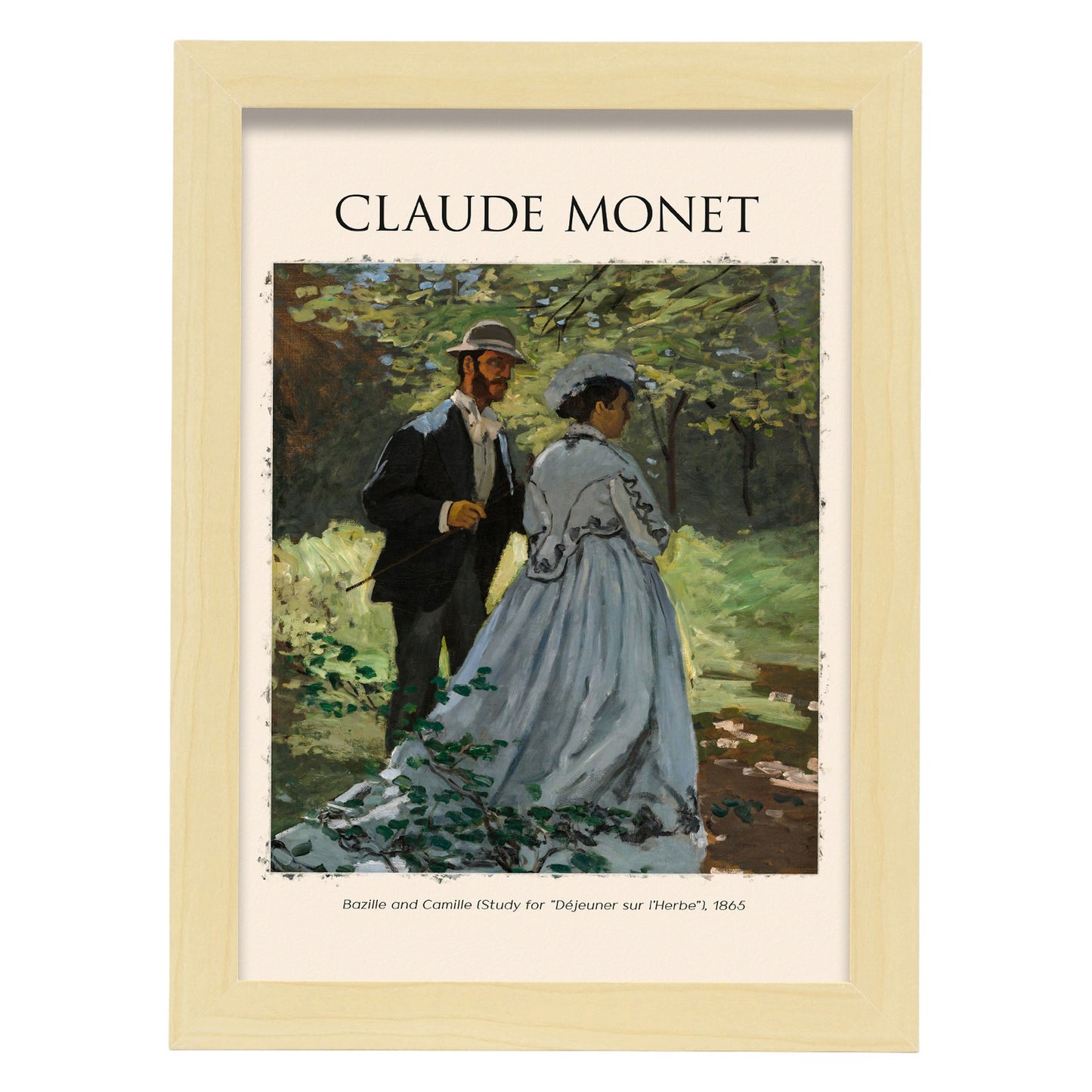 Lámina de arte estético de Bazille y Camille inspirada en Claude Monet