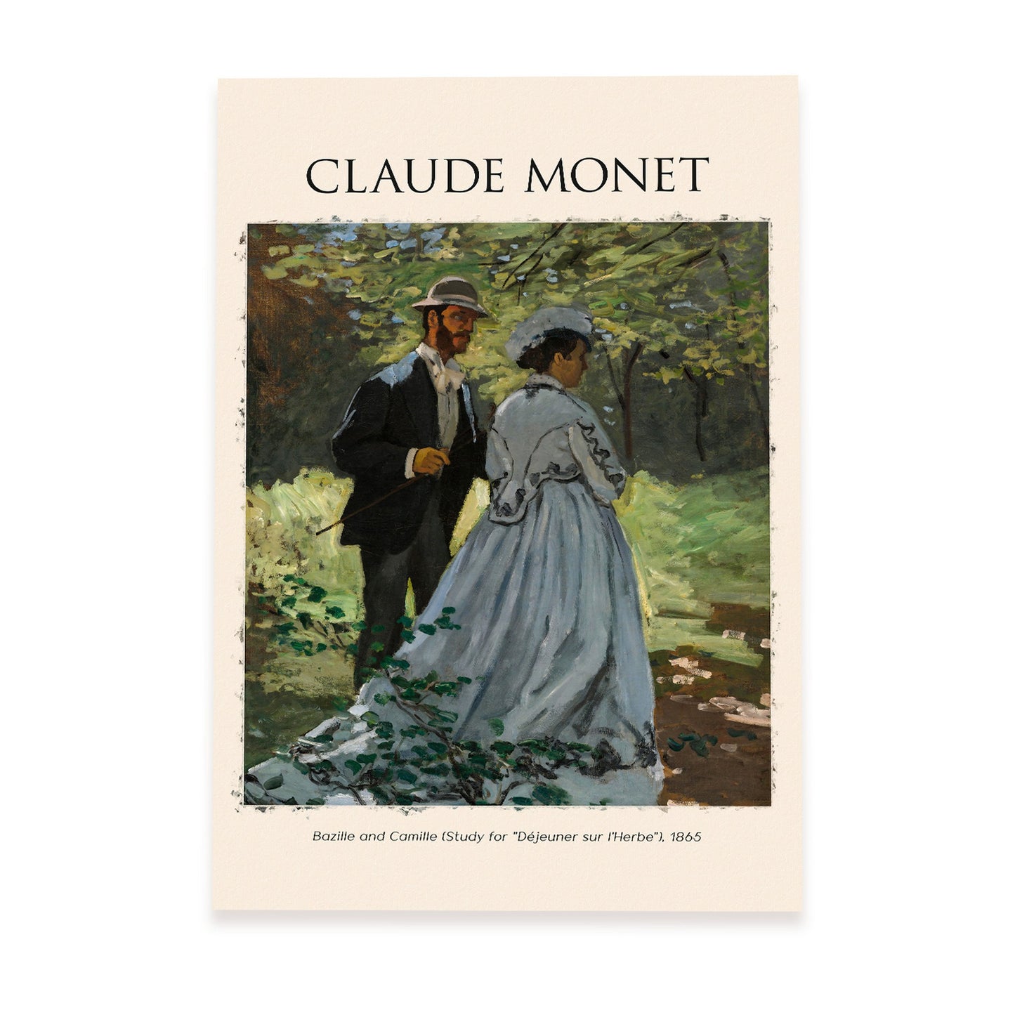 Lámina de arte estético de Bazille y Camille inspirada en Claude Monet