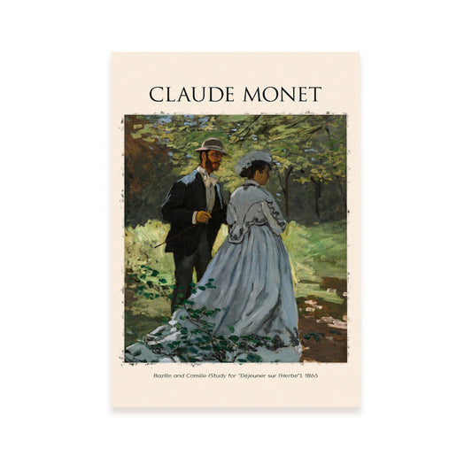Lámina de arte estético de Bazille y Camille inspirada en Claude Monet