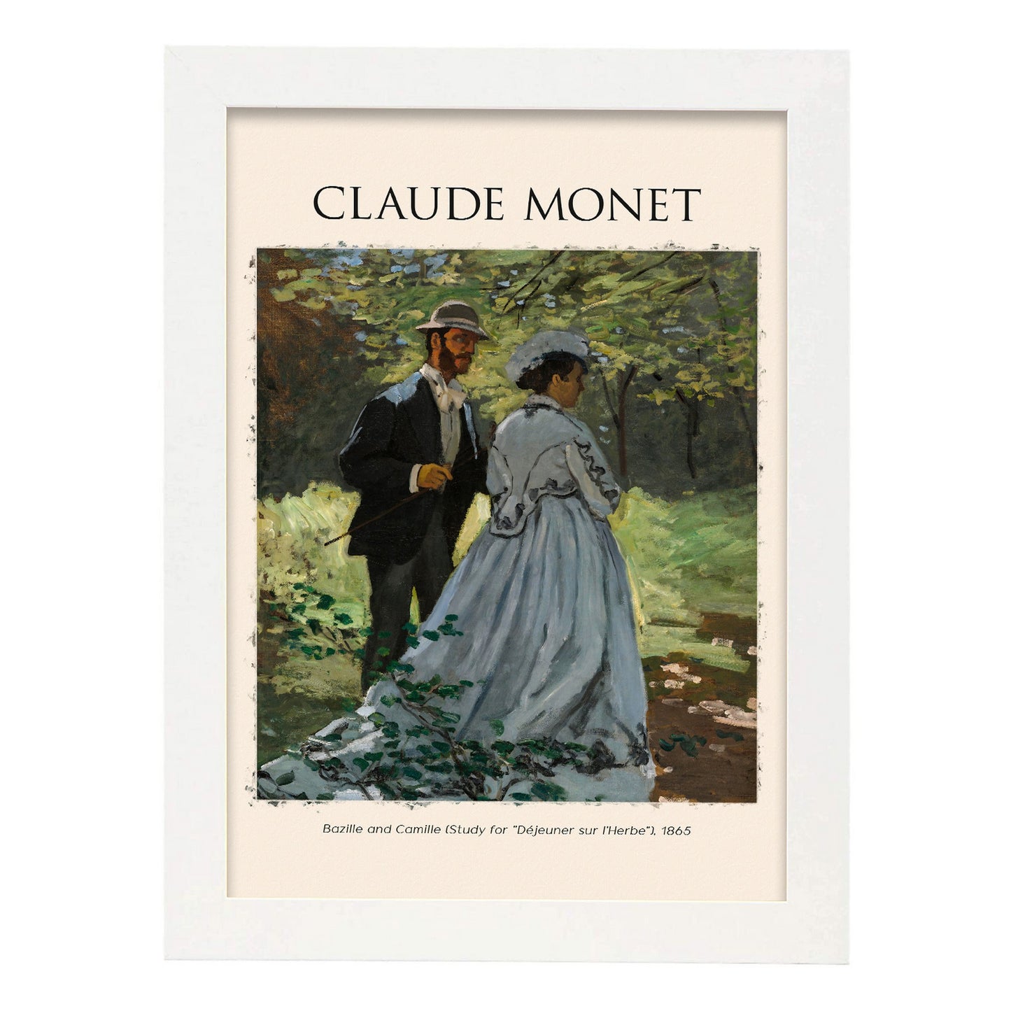 Lámina de arte estético de Bazille y Camille inspirada en Claude Monet