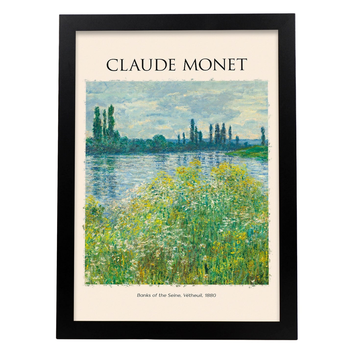 Lámina de Bancos del Sena inspirada en Claude Monet