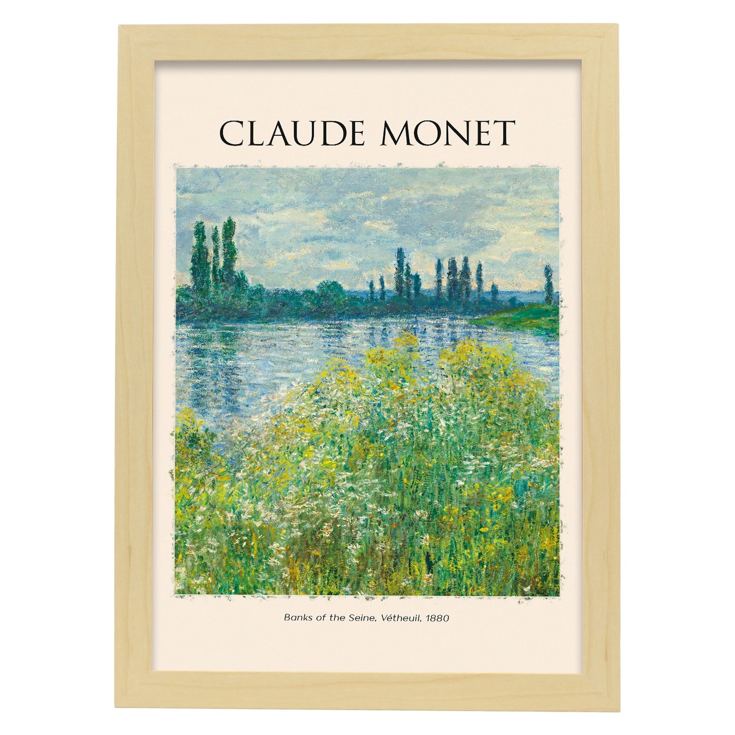 Lámina de Bancos del Sena inspirada en Claude Monet