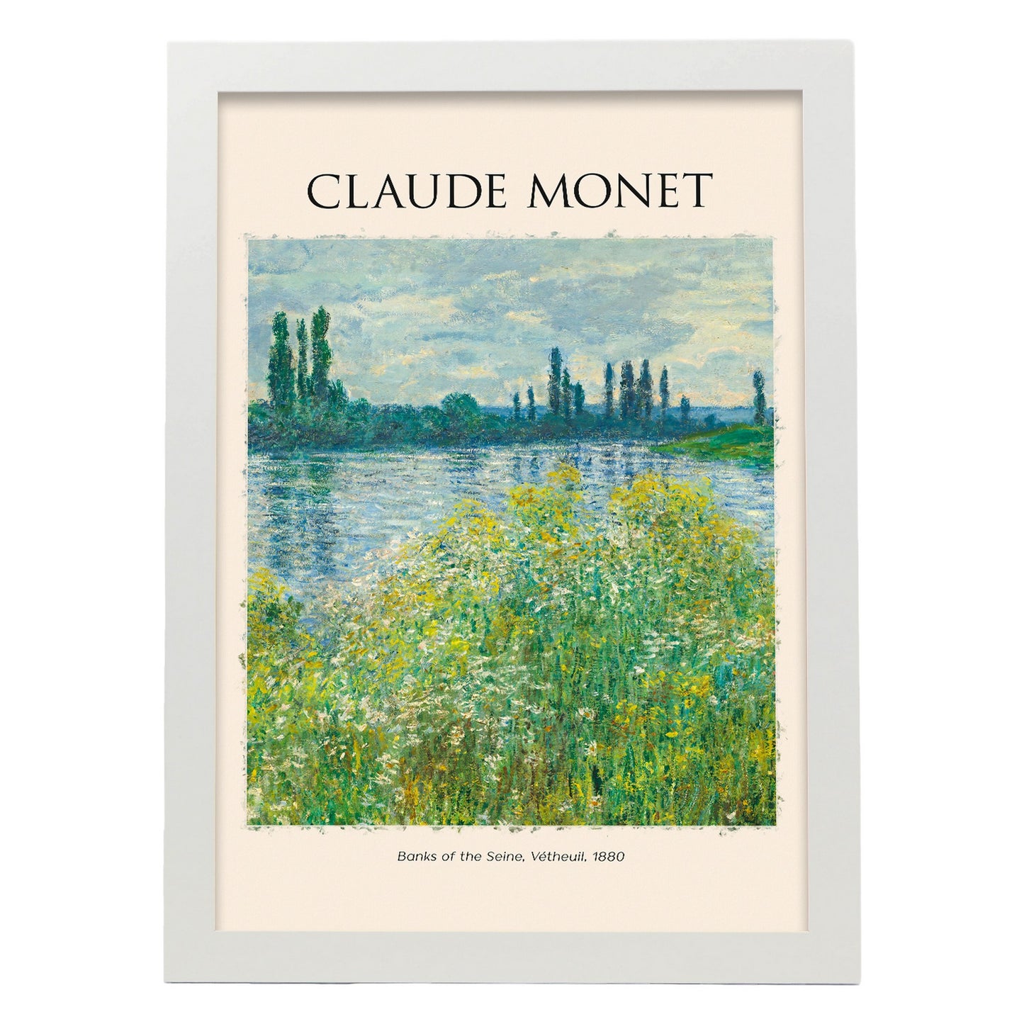 Lámina de Bancos del Sena inspirada en Claude Monet