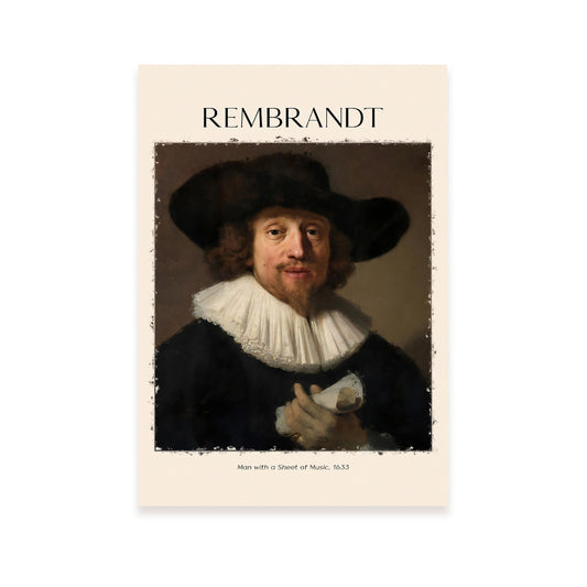 Lámina de Hombre con Hoja de Música Inspirada en Rembrandt