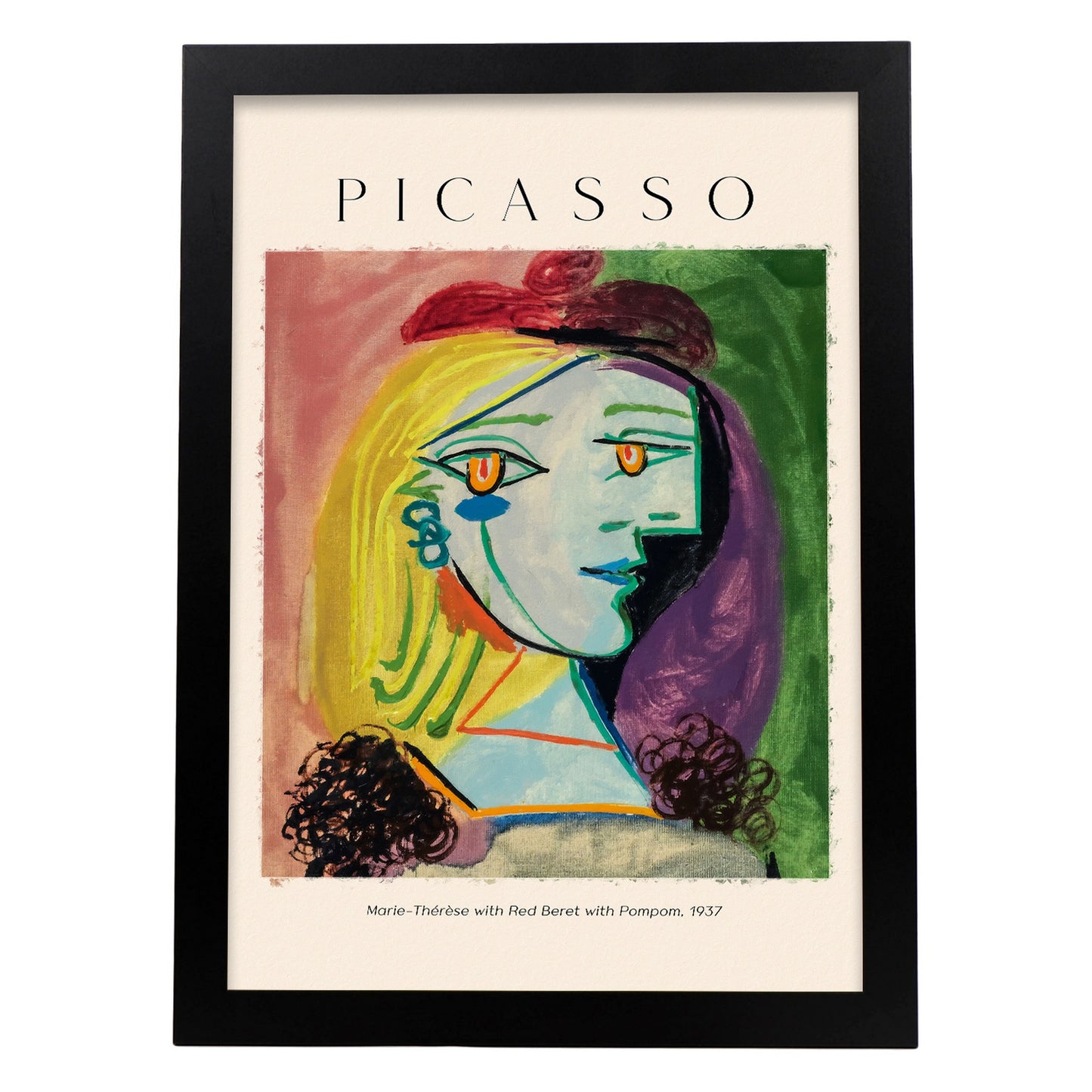 Lámina decorativa Marie Therese con boina roja inspirada en Picasso