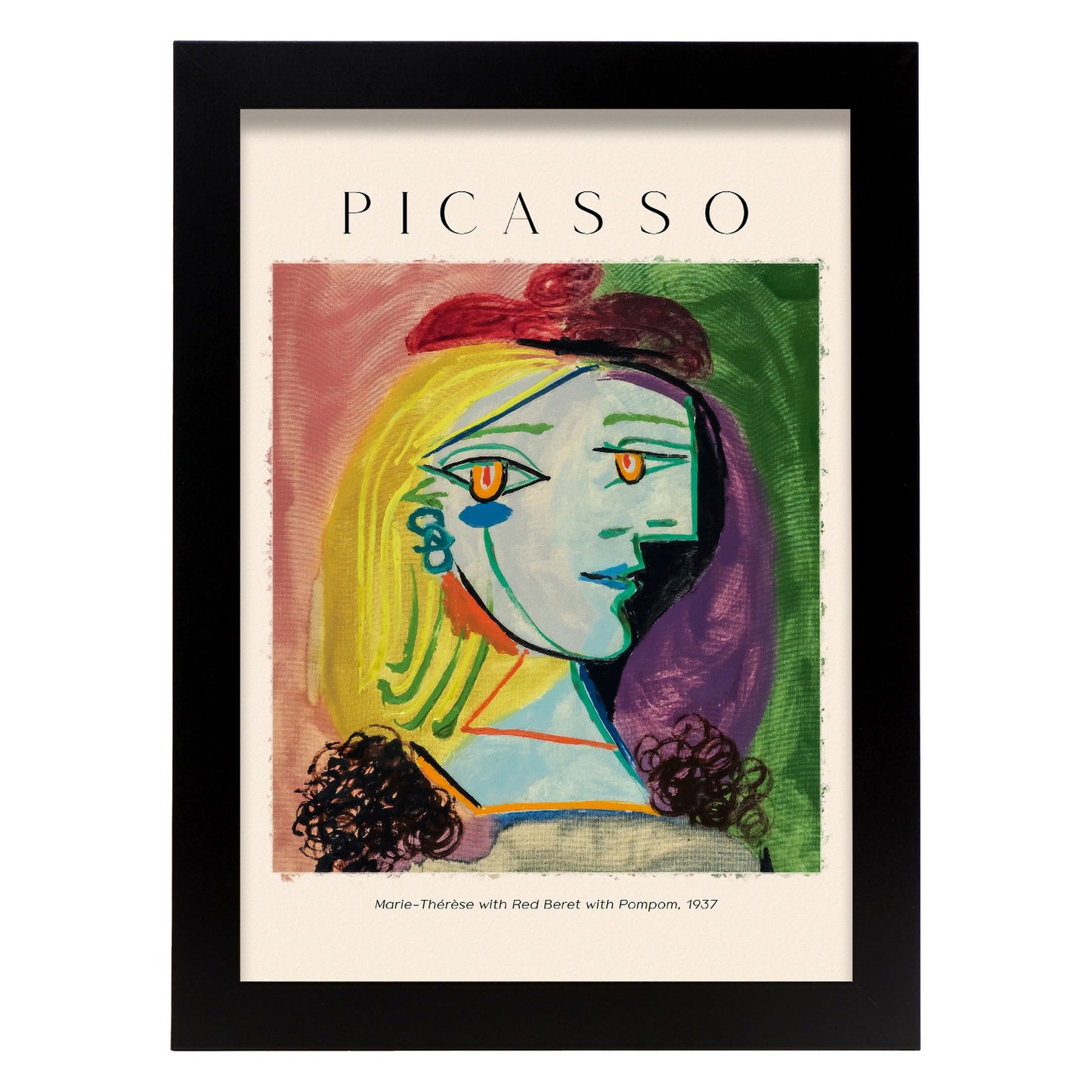 Lámina decorativa Marie Therese con boina roja inspirada en Picasso