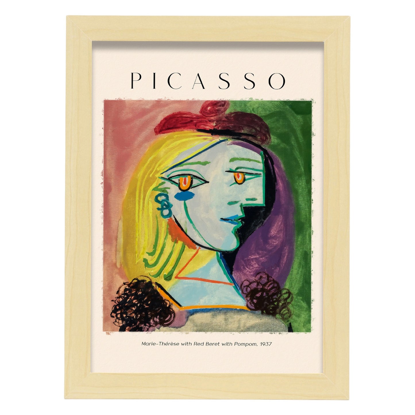 Lámina decorativa Marie Therese con boina roja inspirada en Picasso