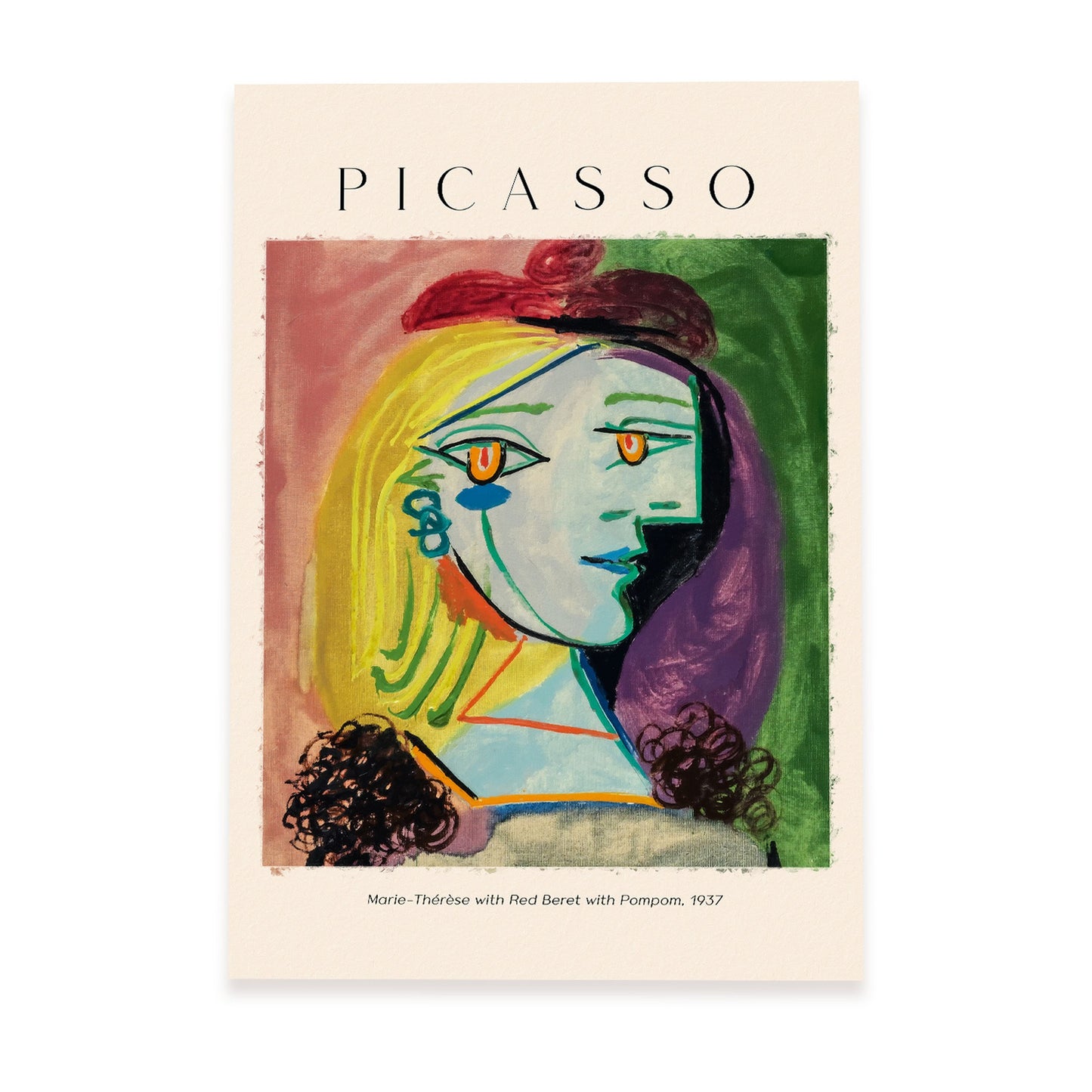 Lámina decorativa Marie Therese con boina roja inspirada en Picasso