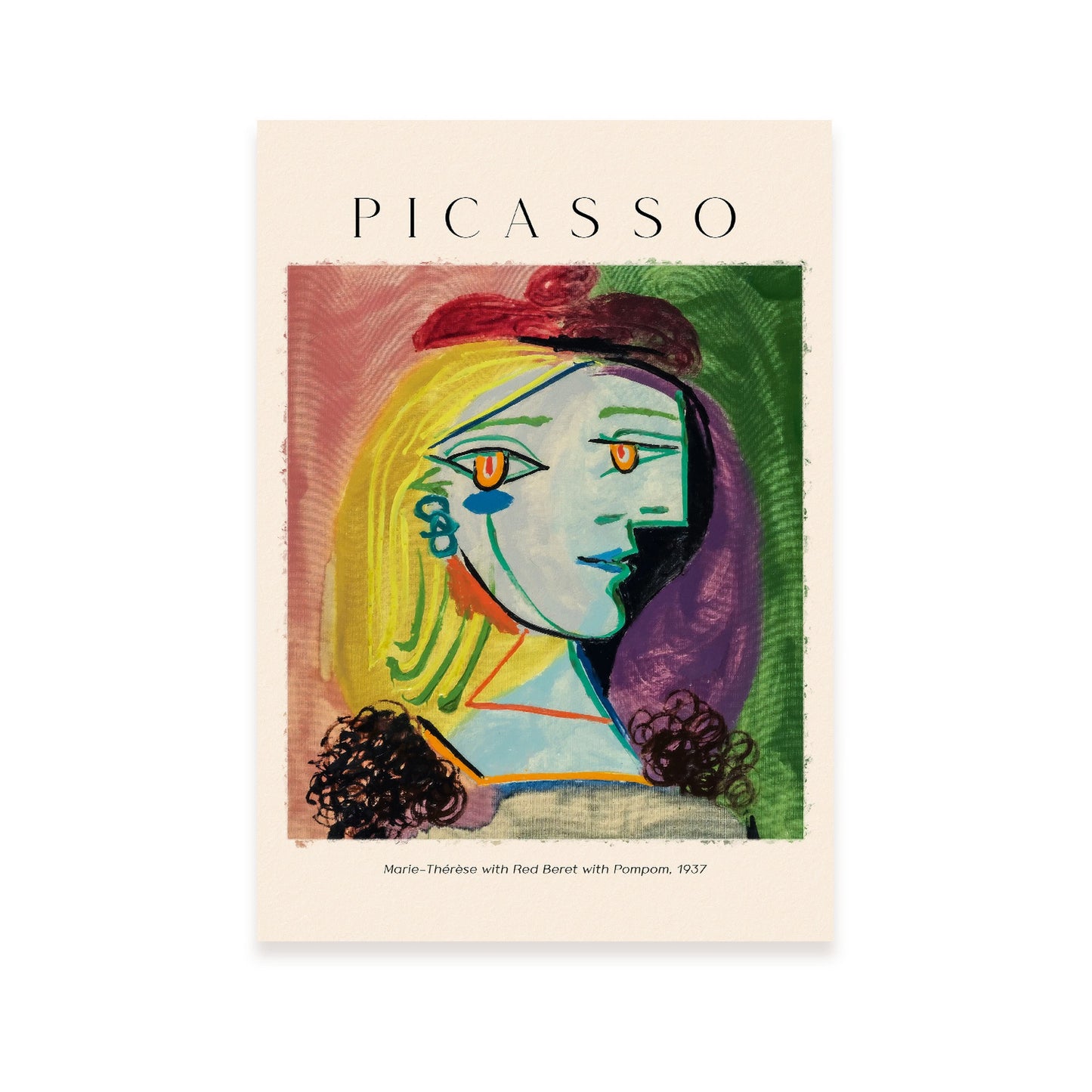 Lámina decorativa Marie Therese con boina roja inspirada en Picasso