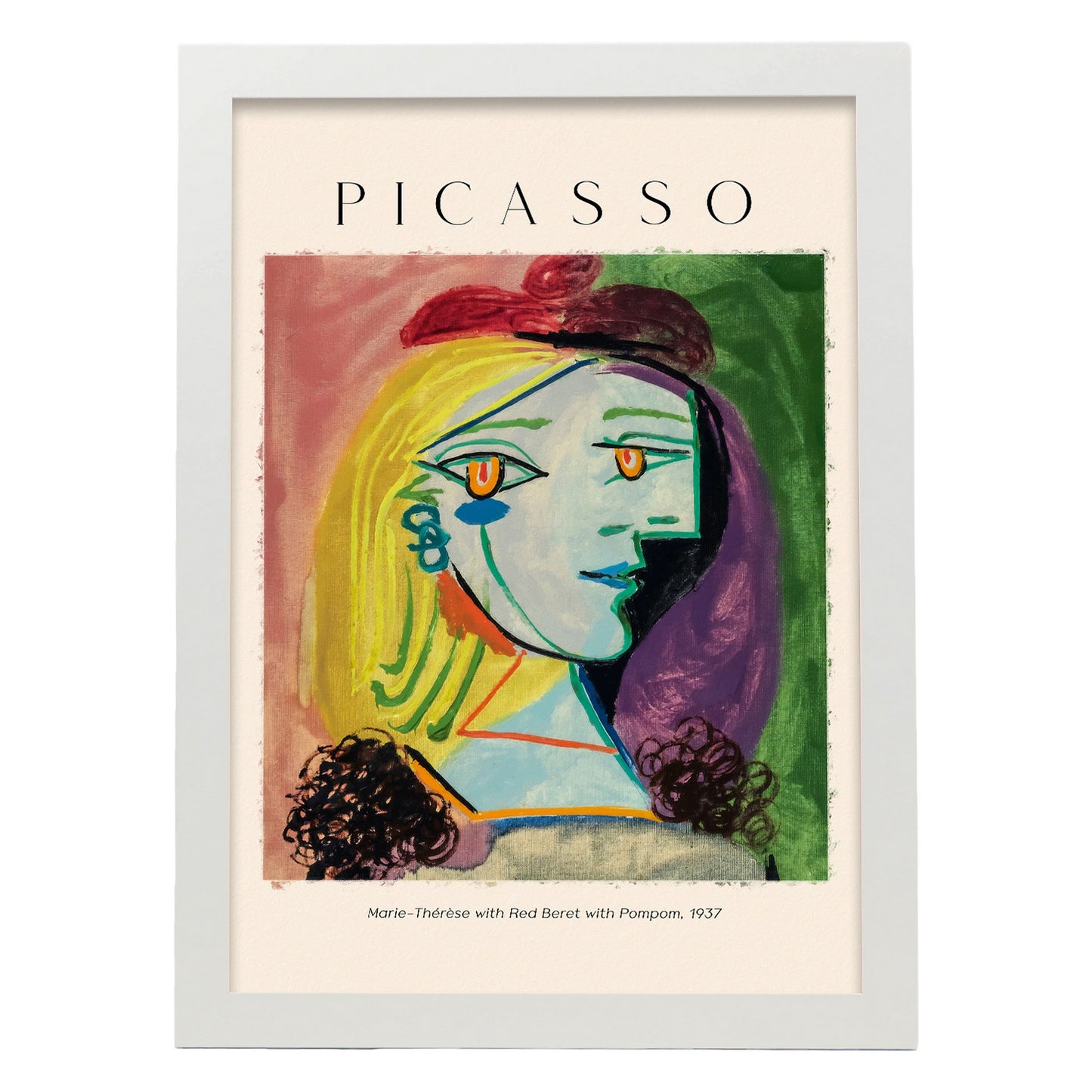 Lámina decorativa Marie Therese con boina roja inspirada en Picasso