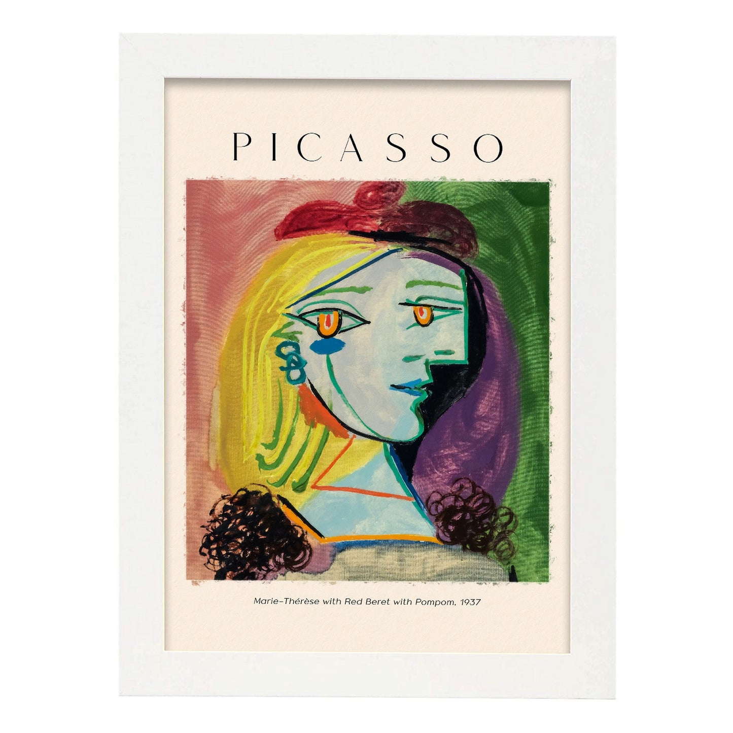 Lámina decorativa Marie Therese con boina roja inspirada en Picasso