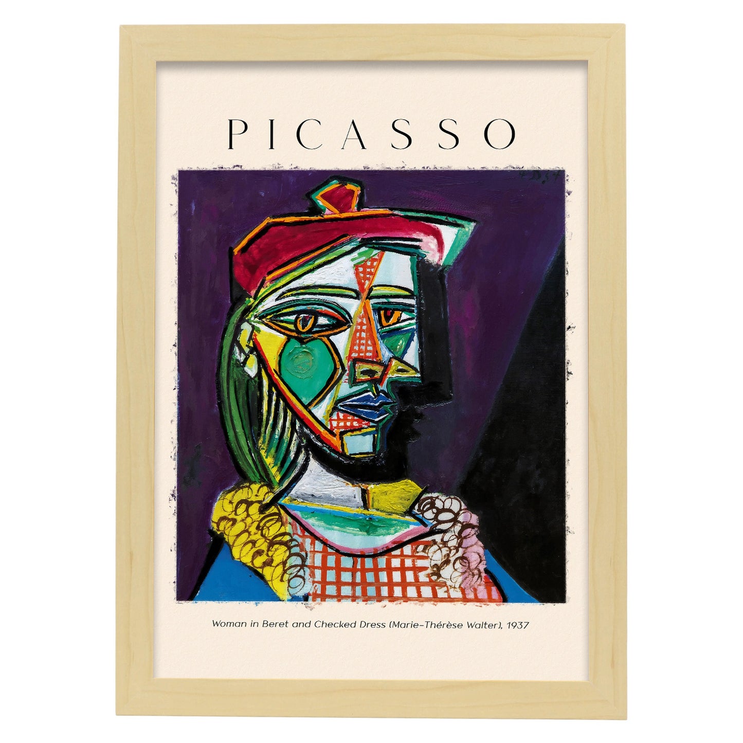 Lámina de Mujer en Boina y Vestido Inspirada en Picasso
