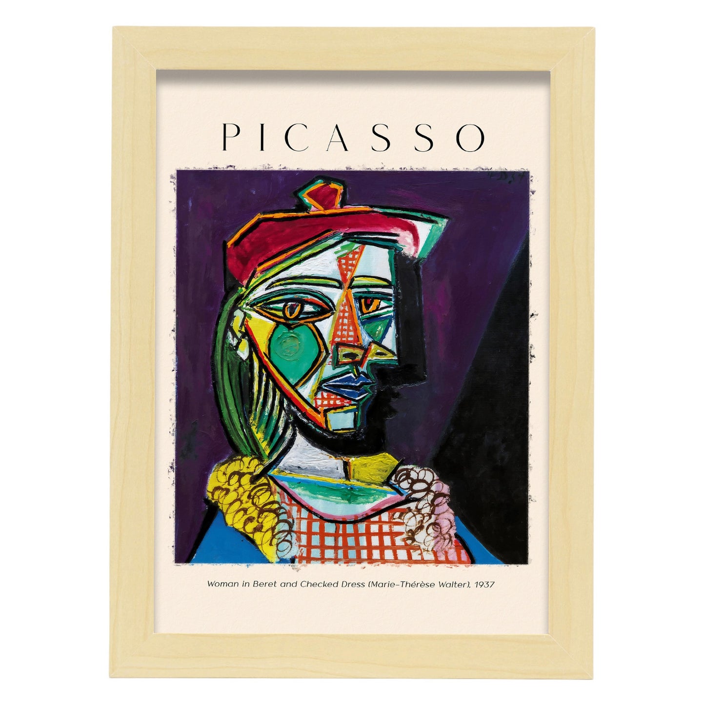 Lámina de Mujer en Boina y Vestido Inspirada en Picasso