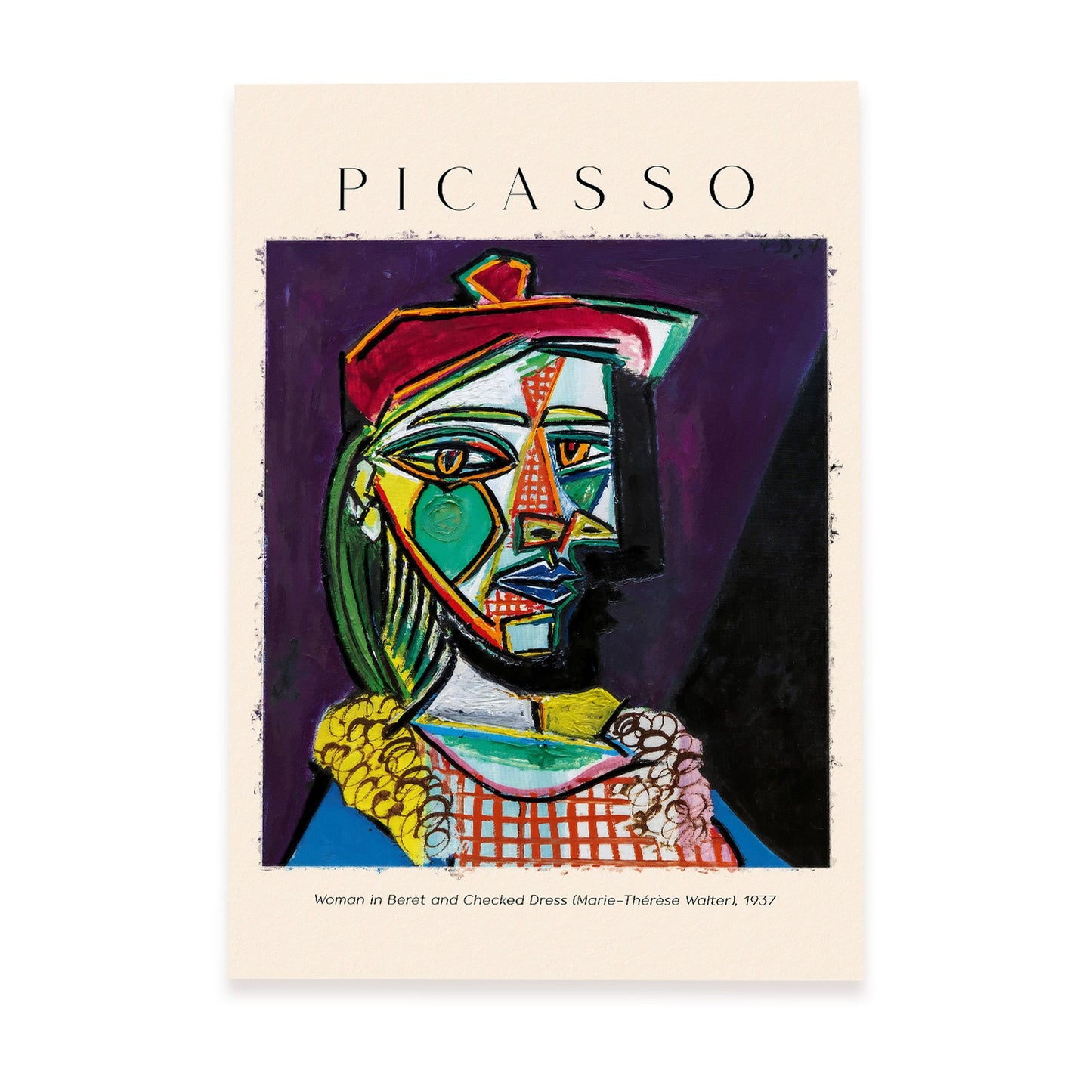Lámina de Mujer en Boina y Vestido Inspirada en Picasso