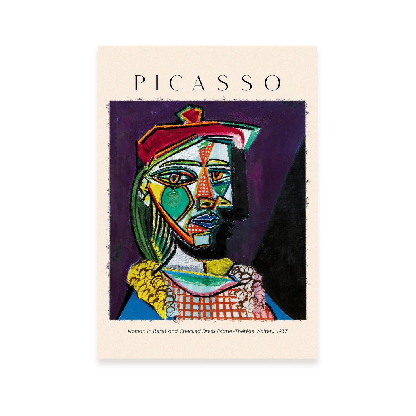 Lámina de Mujer en Boina y Vestido Inspirada en Picasso