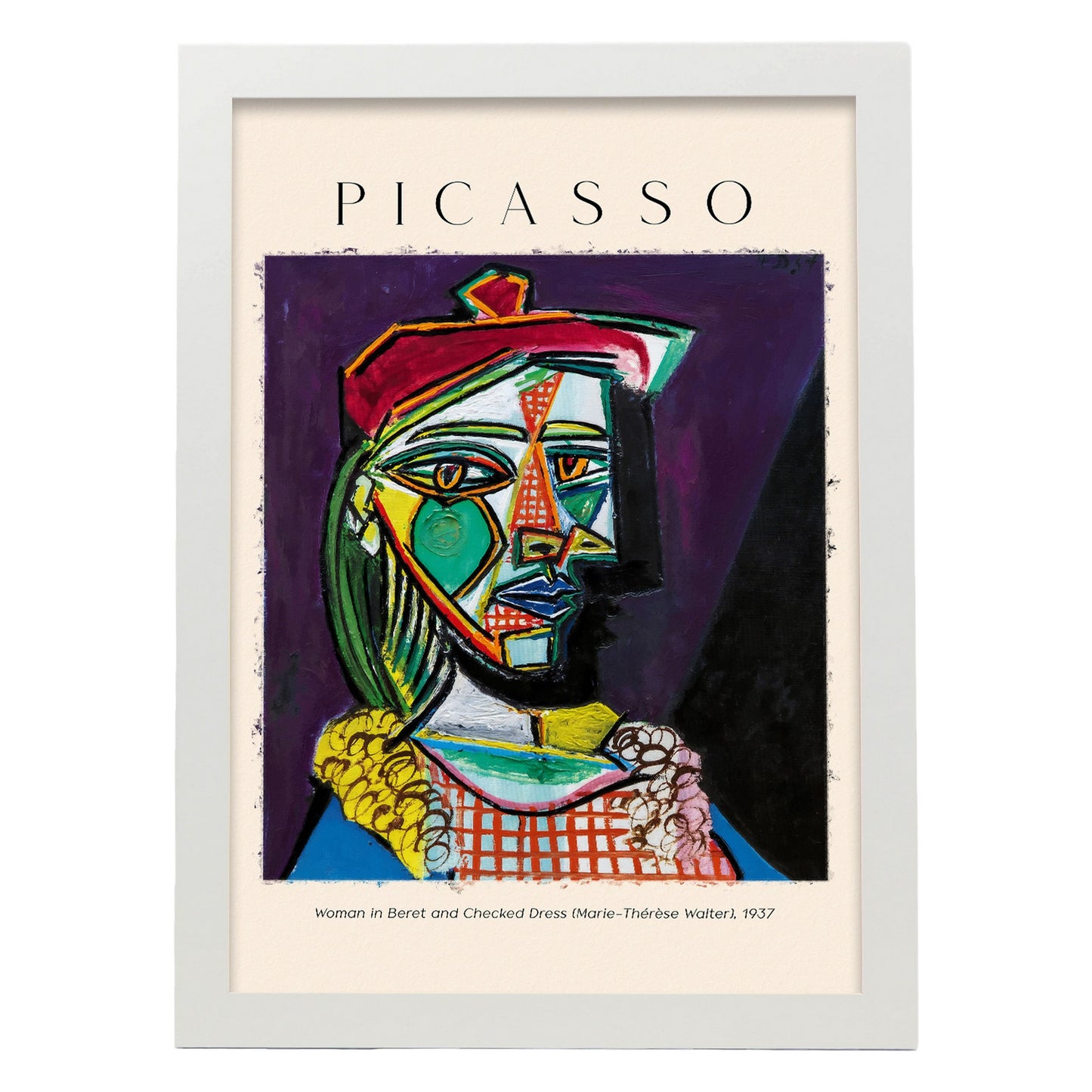 Lámina de Mujer en Boina y Vestido Inspirada en Picasso