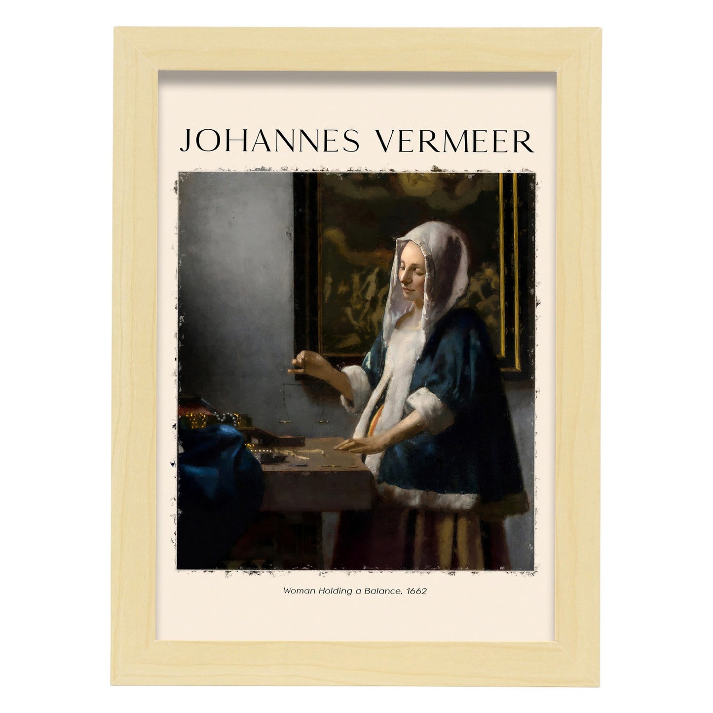 Lámina de Mujer con Equilibrio inspirada en Johannes Vermeer