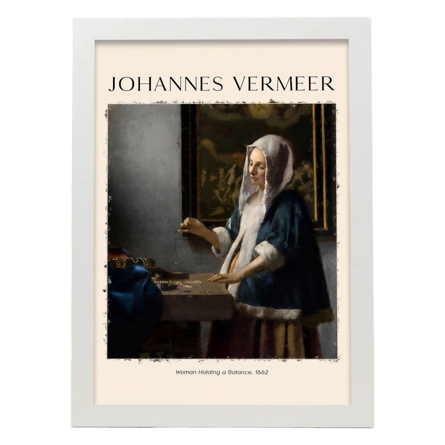 Lámina de Mujer con Equilibrio inspirada en Johannes Vermeer