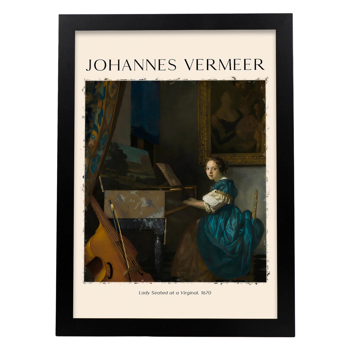 Lámina de arte de pared de Dama en un virginal de Johannes Vermeer