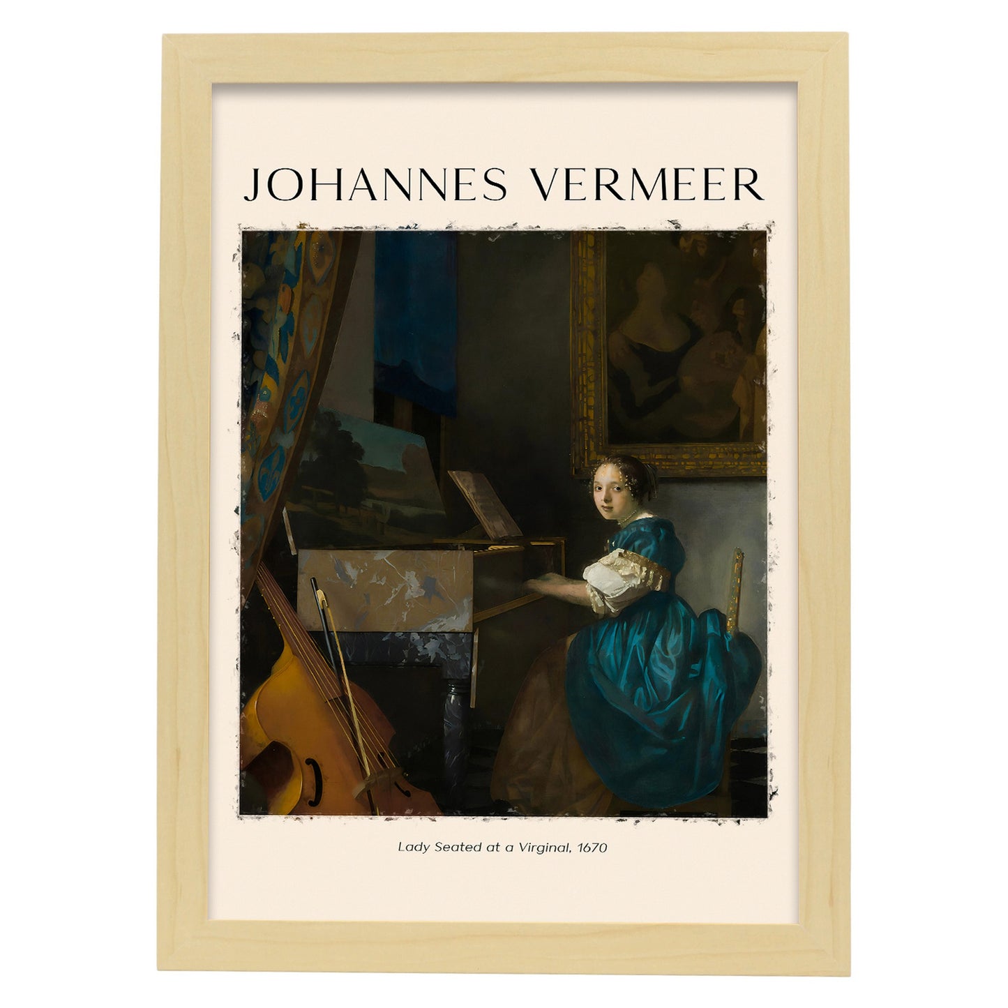 Lámina de arte de pared de Dama en un virginal de Johannes Vermeer